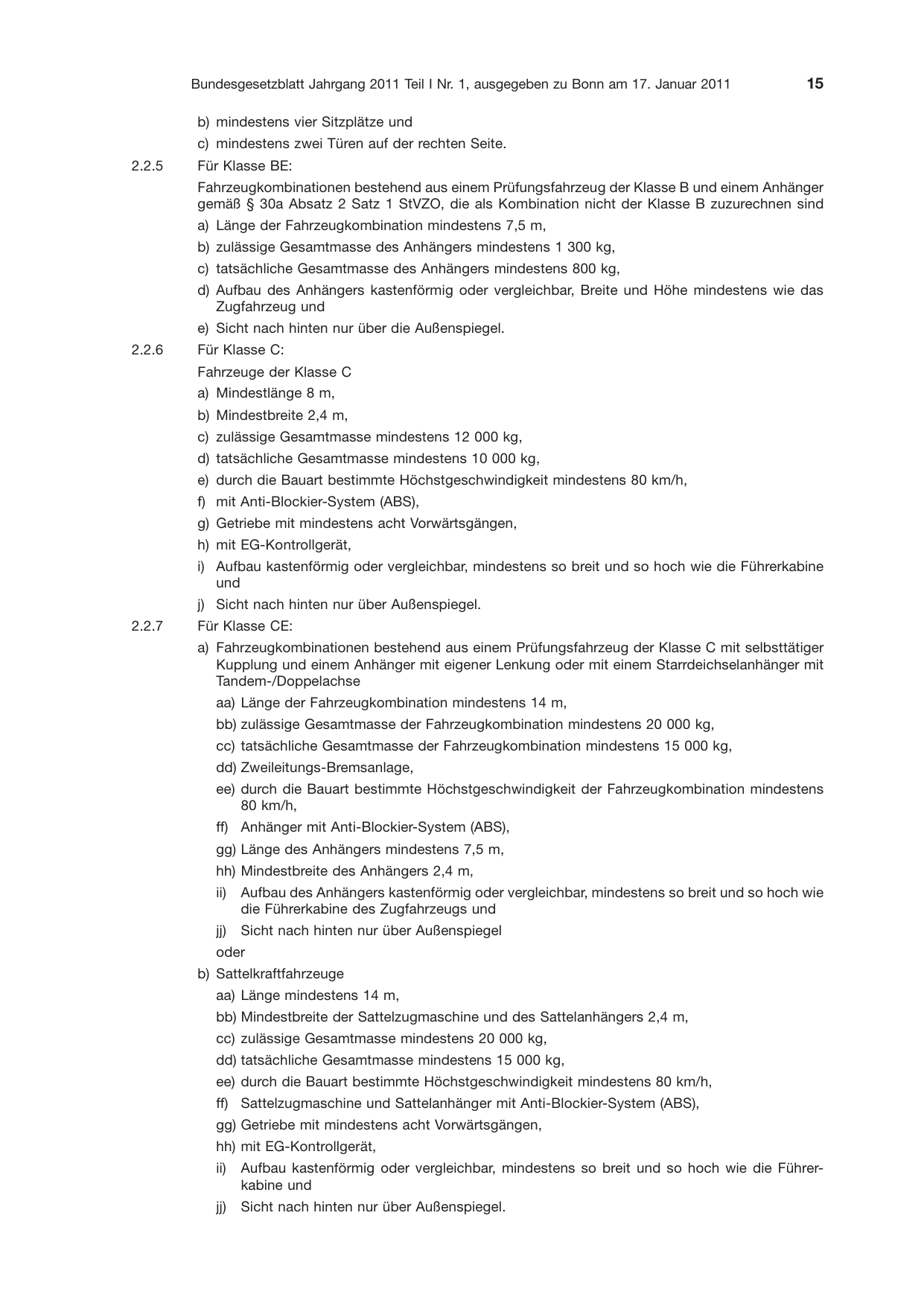 BGBl. 2011, Seite 15 — Originalseite als Abbildung