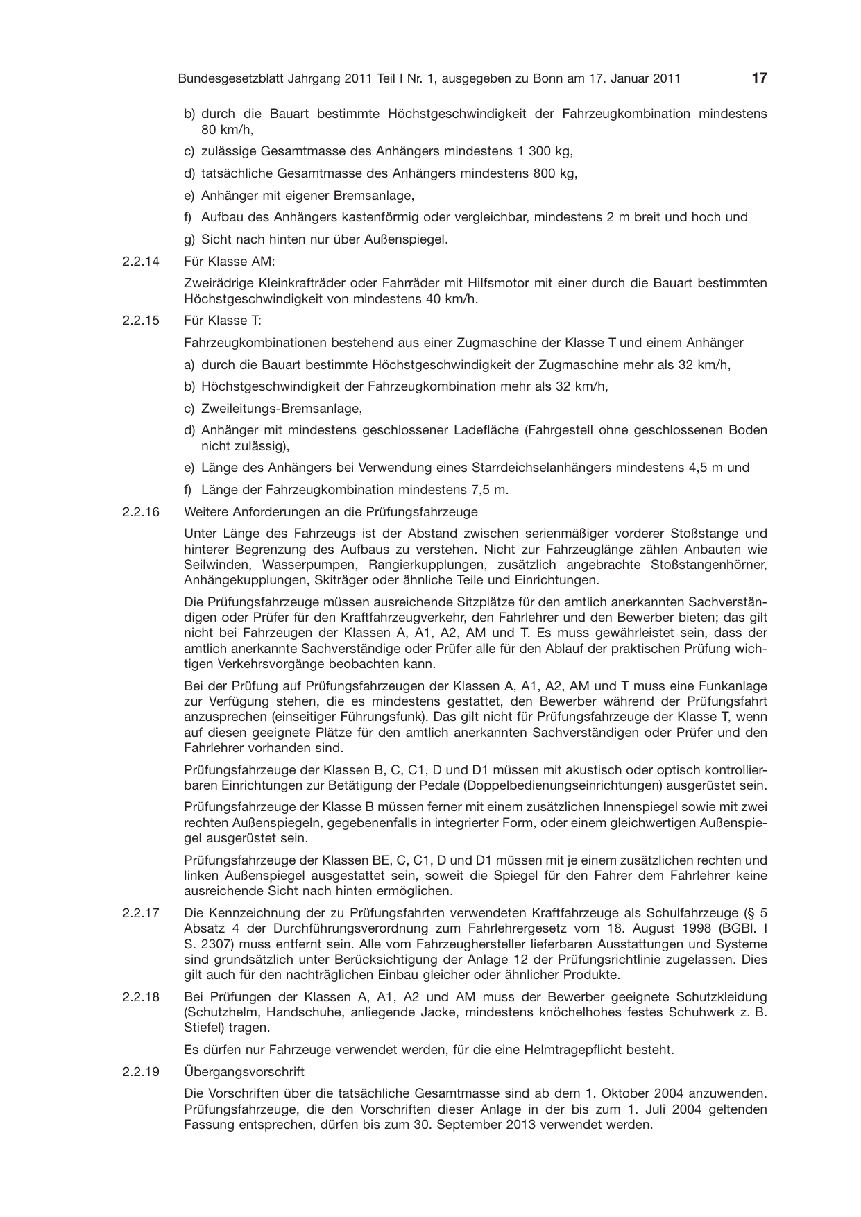 BGBl. 2011, Seite 17 — Originalseite als Abbildung