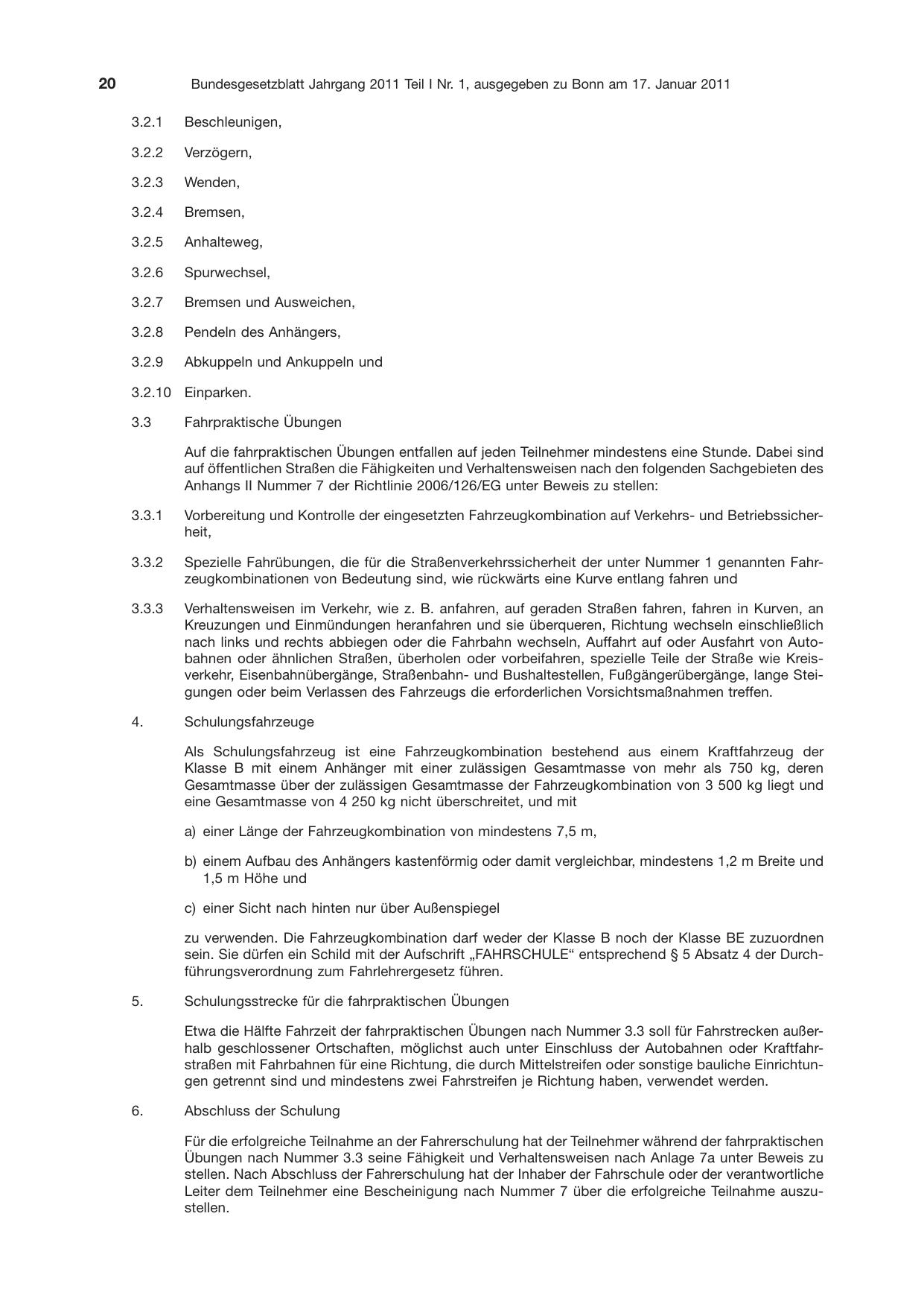 BGBl. 2011, Seite 20 — Originalseite als Abbildung