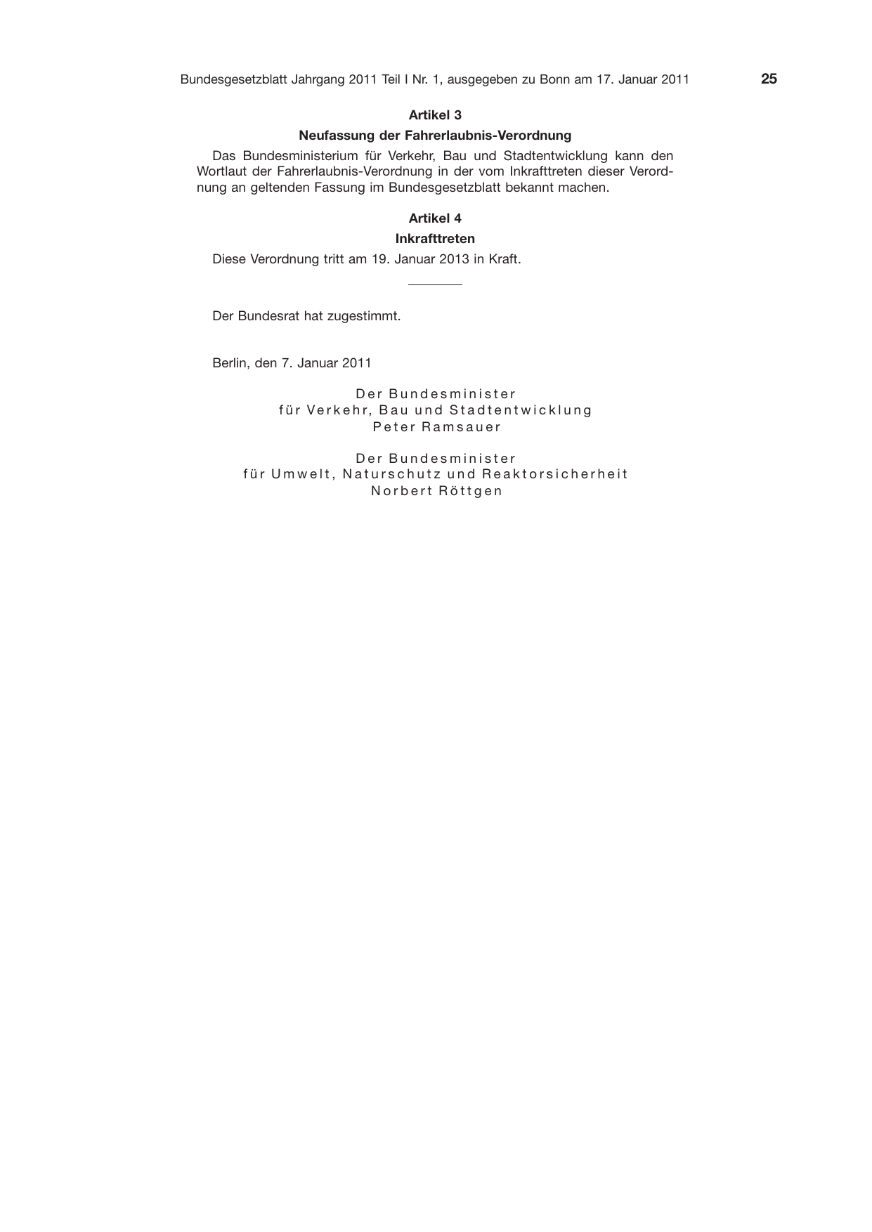 BGBl. 2011, Seite 25 — Originalseite als Abbildung