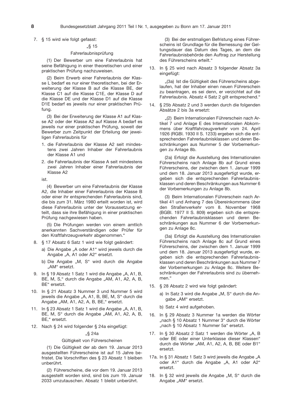 BGBl. 2011, Seite 8 — Originalseite als Abbildung