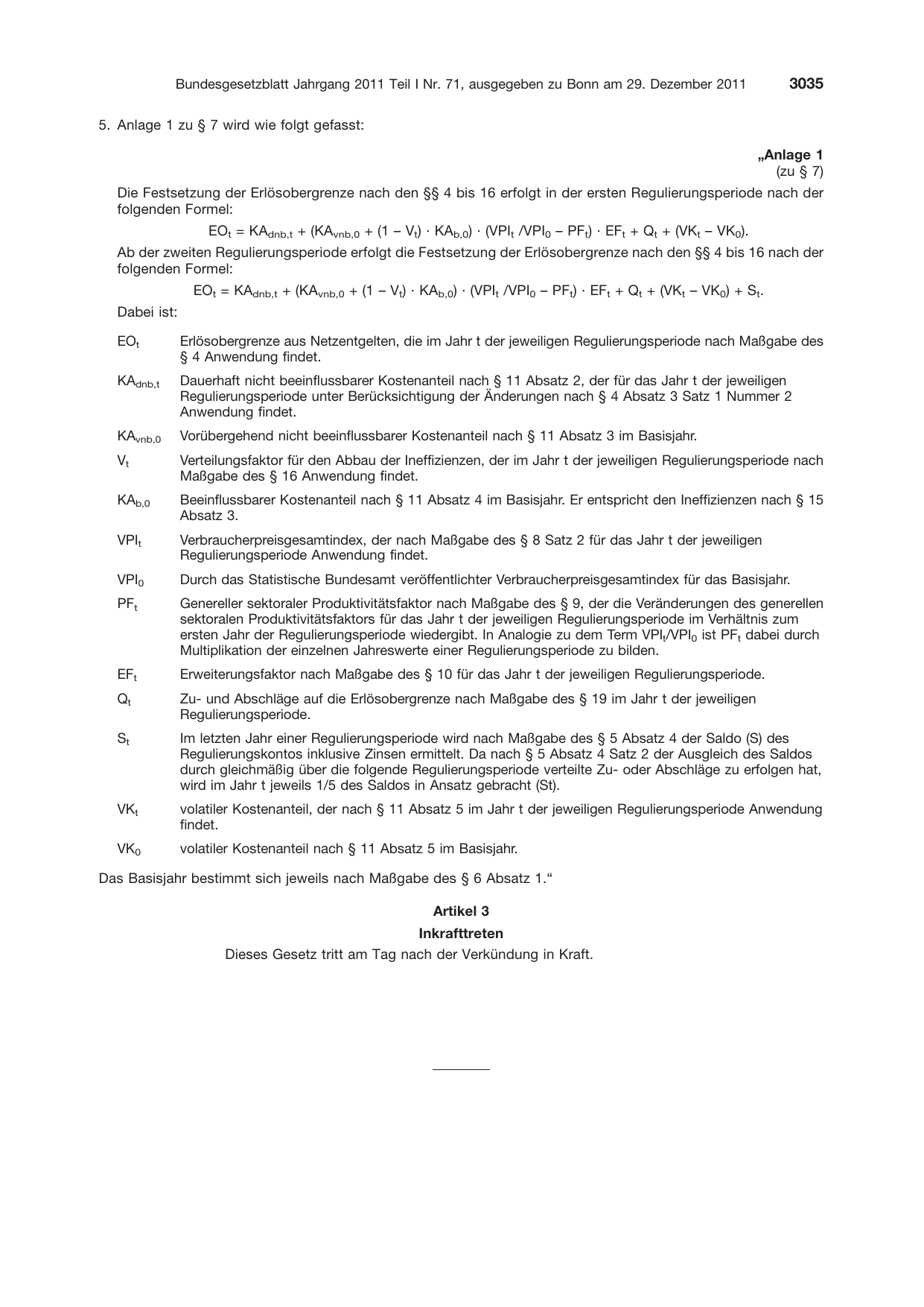 BGBl. 2011, Seite 3035 — Originalseite als Abbildung