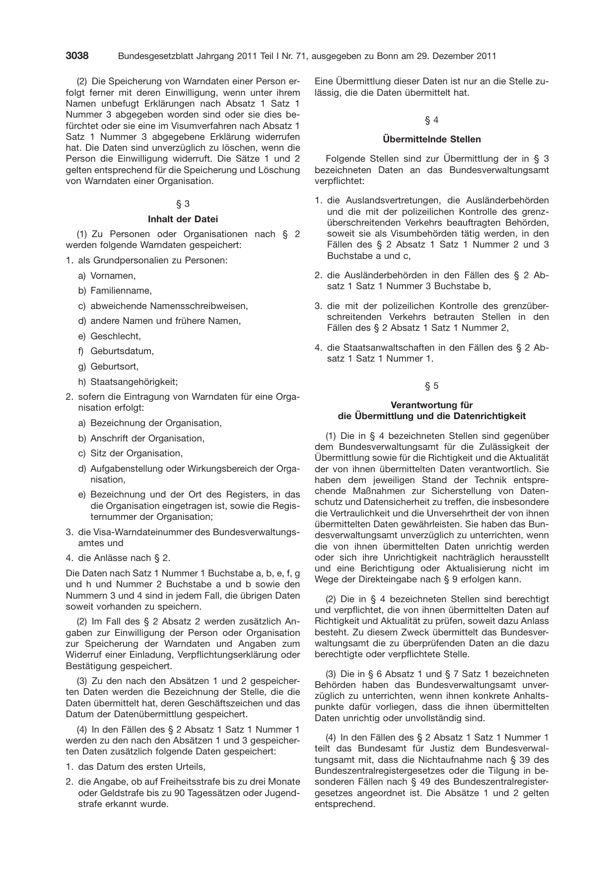 BGBl. 2011, Seite 3038 — Originalseite als Abbildung