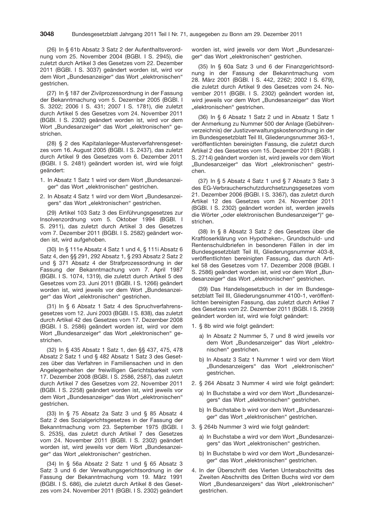 BGBl. 2011, Seite 3048 — Originalseite als Abbildung