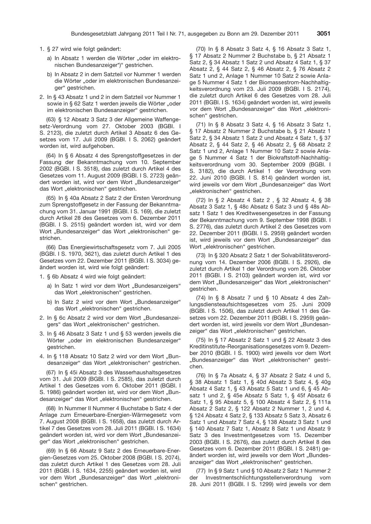 BGBl. 2011, Seite 3051 — Originalseite als Abbildung