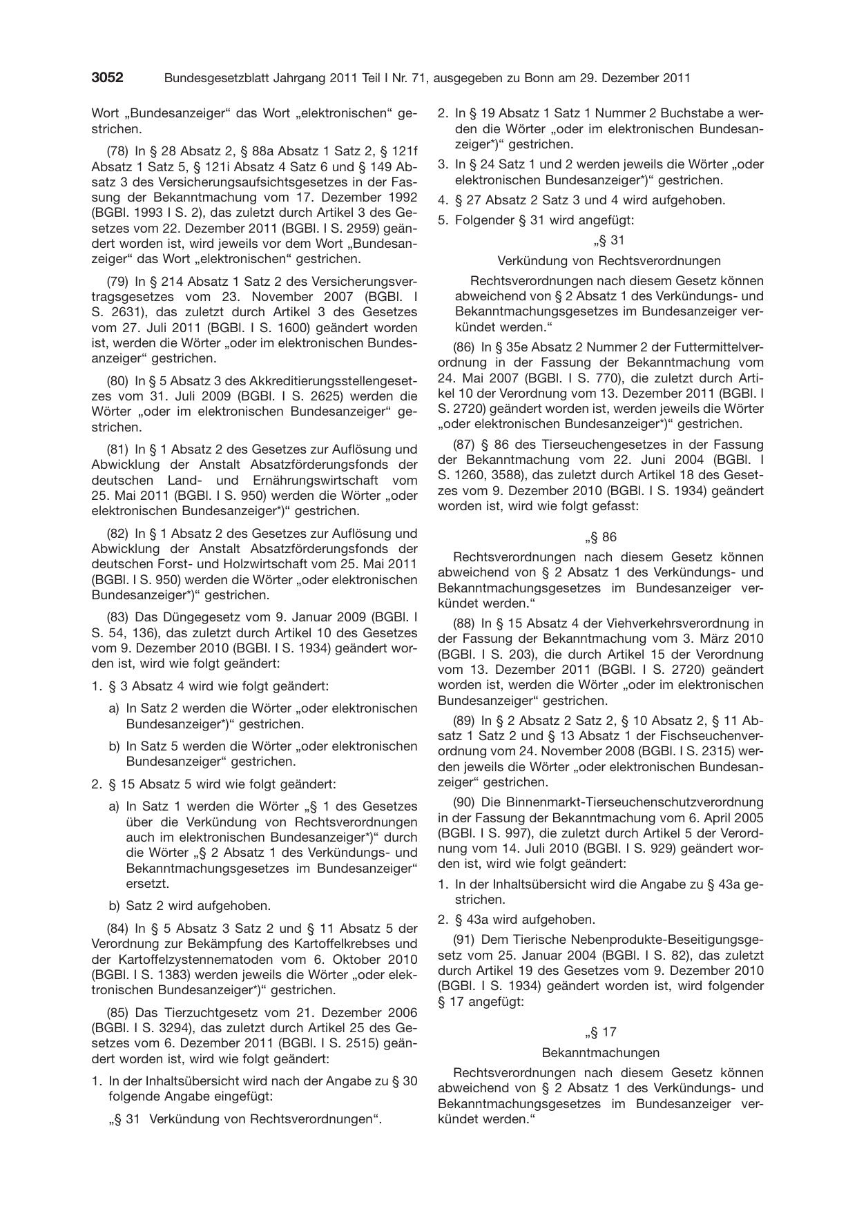 BGBl. 2011, Seite 3052 — Originalseite als Abbildung