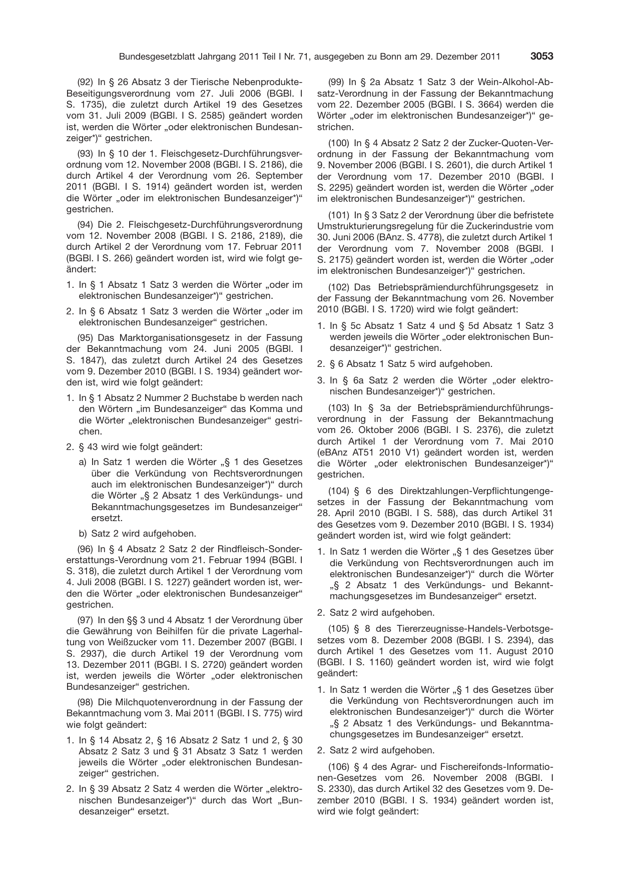 BGBl. 2011, Seite 3053 — Originalseite als Abbildung