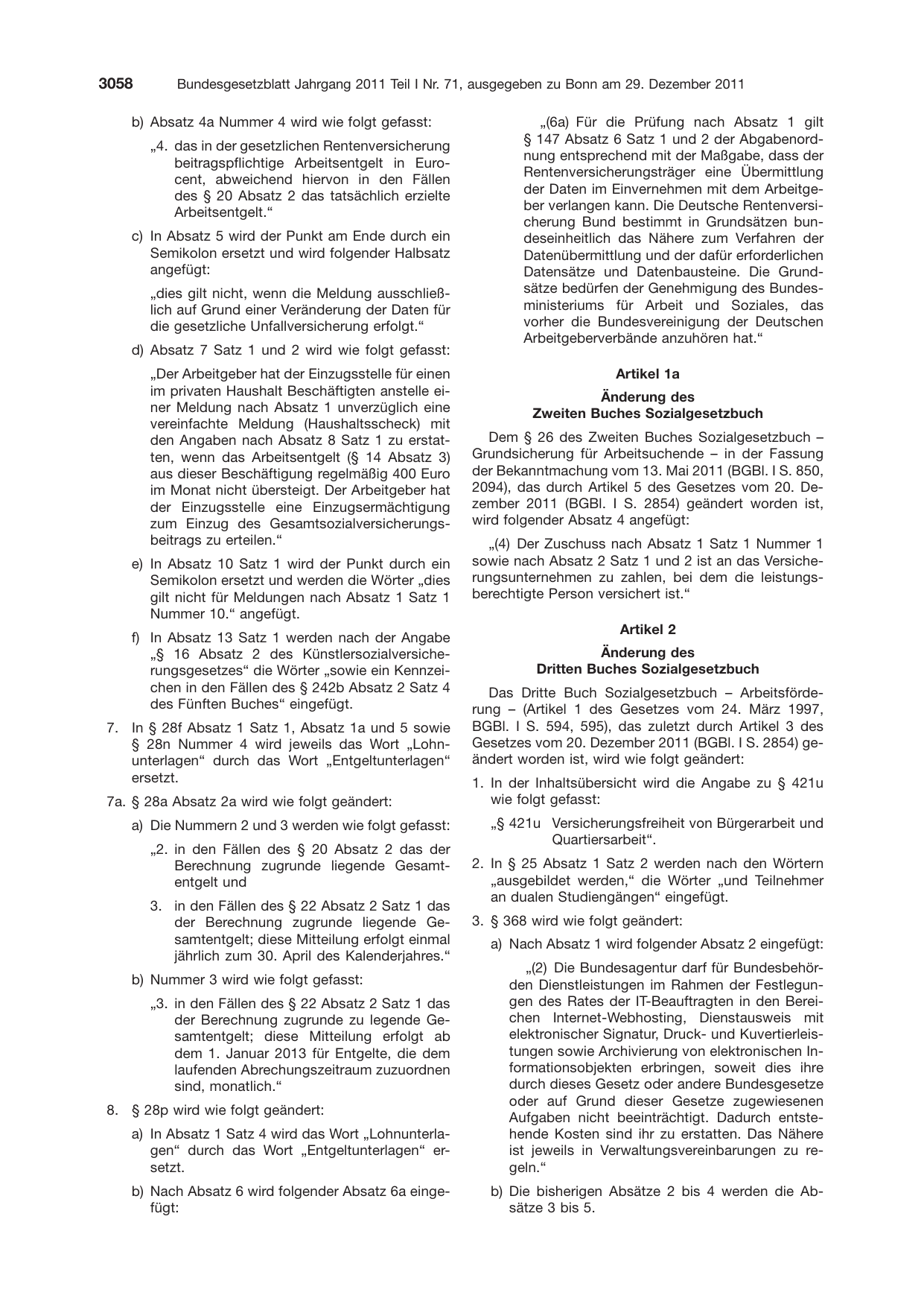 BGBl. 2011, Seite 3058 — Originalseite als Abbildung