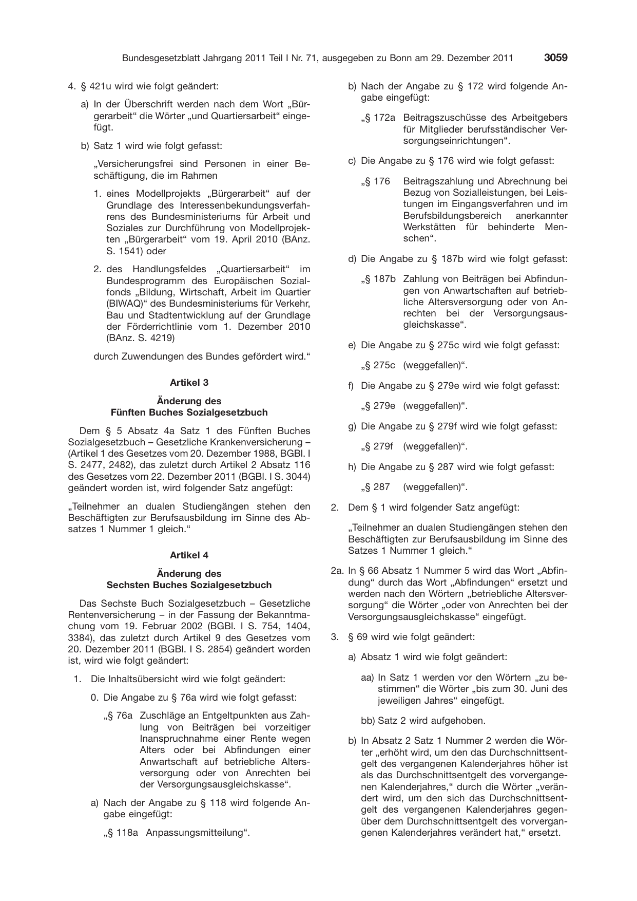 BGBl. 2011, Seite 3059 — Originalseite als Abbildung