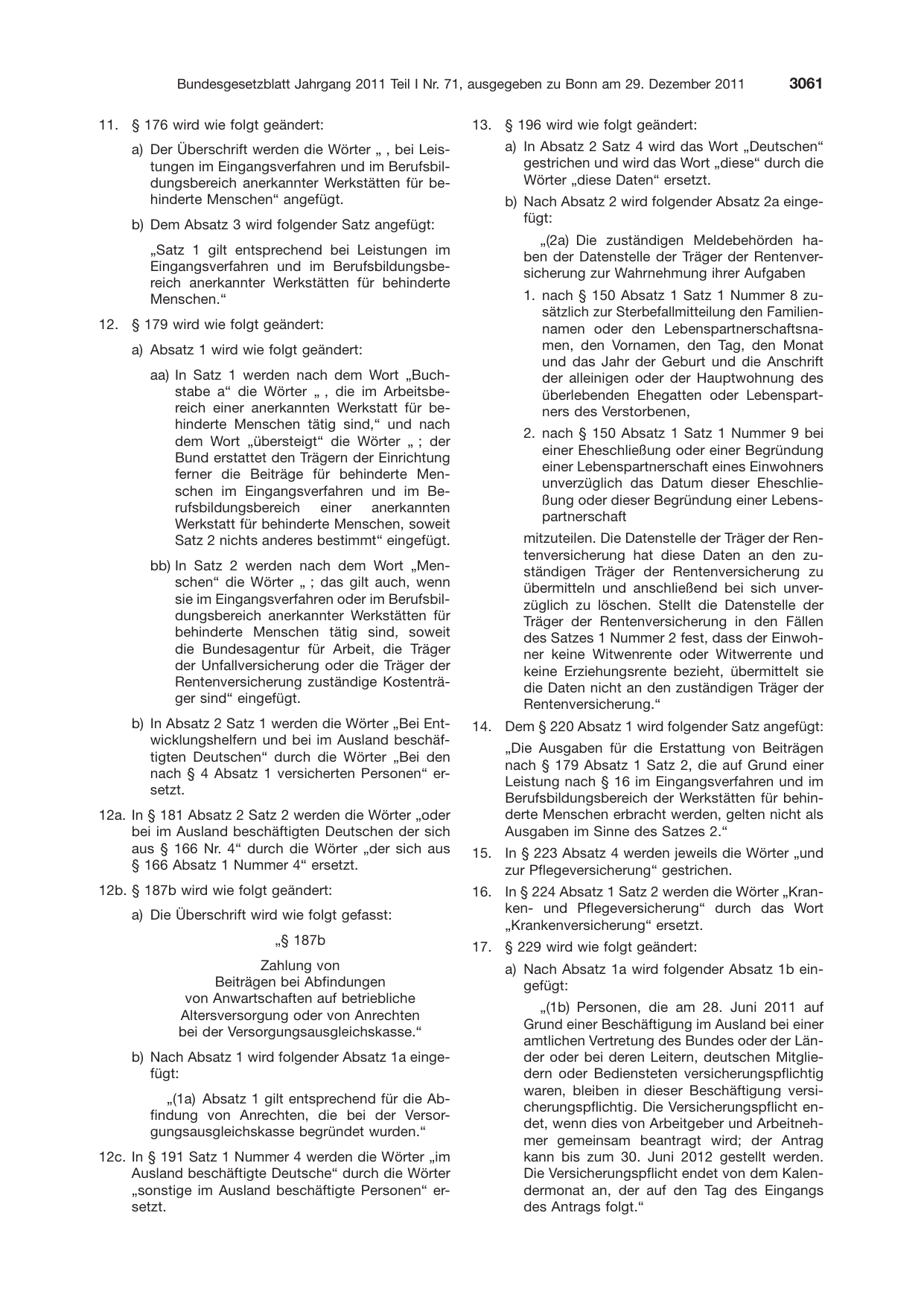 BGBl. 2011, Seite 3061 — Originalseite als Abbildung