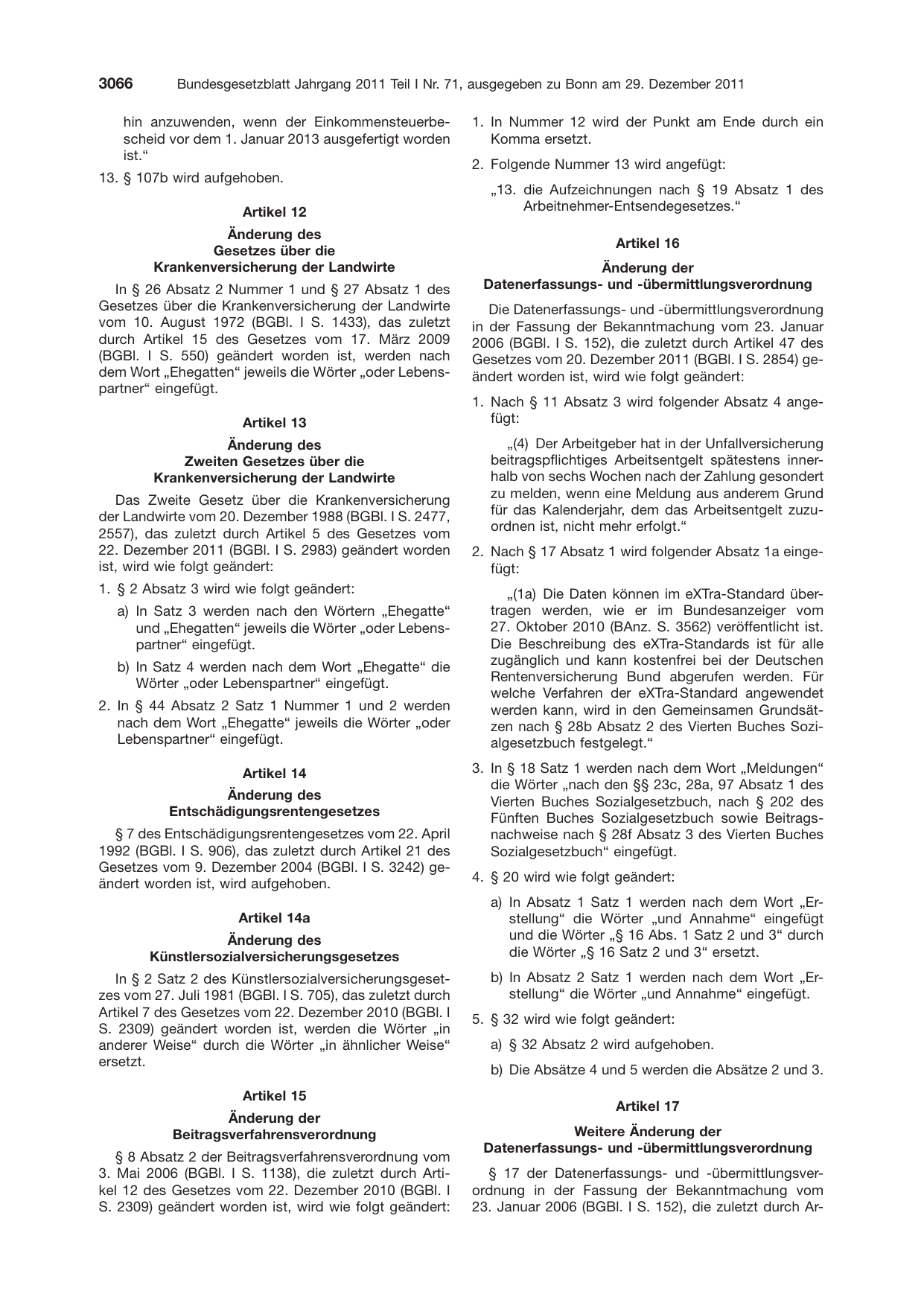 BGBl. 2011, Seite 3066 — Originalseite als Abbildung