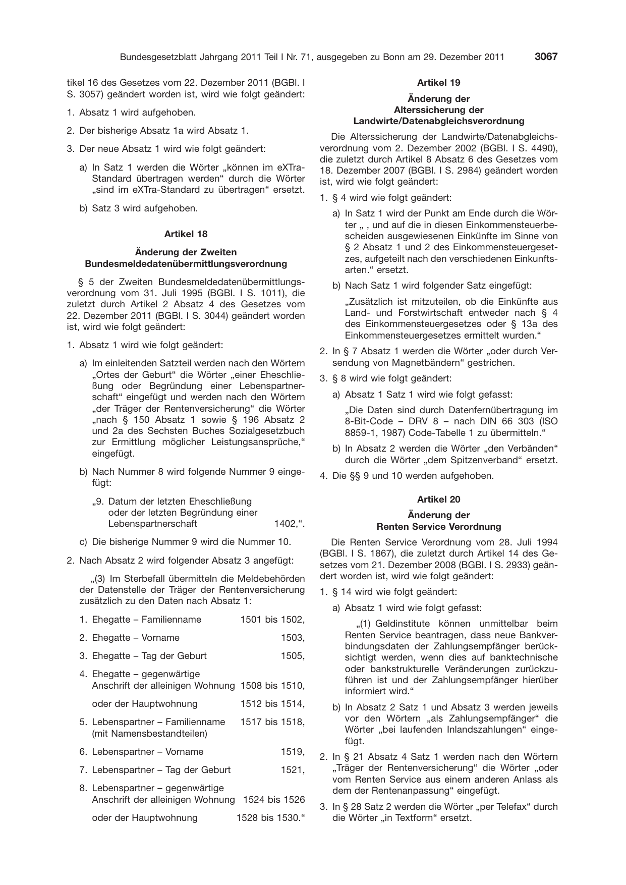 BGBl. 2011, Seite 3067 — Originalseite als Abbildung