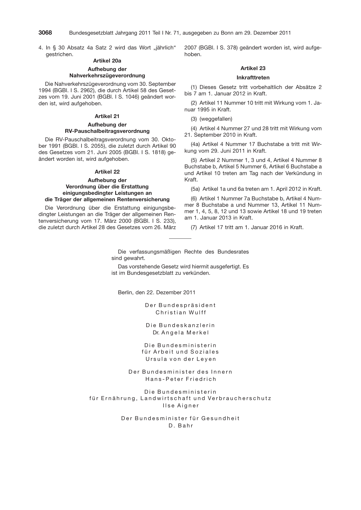 BGBl. 2011, Seite 3068 — Originalseite als Abbildung