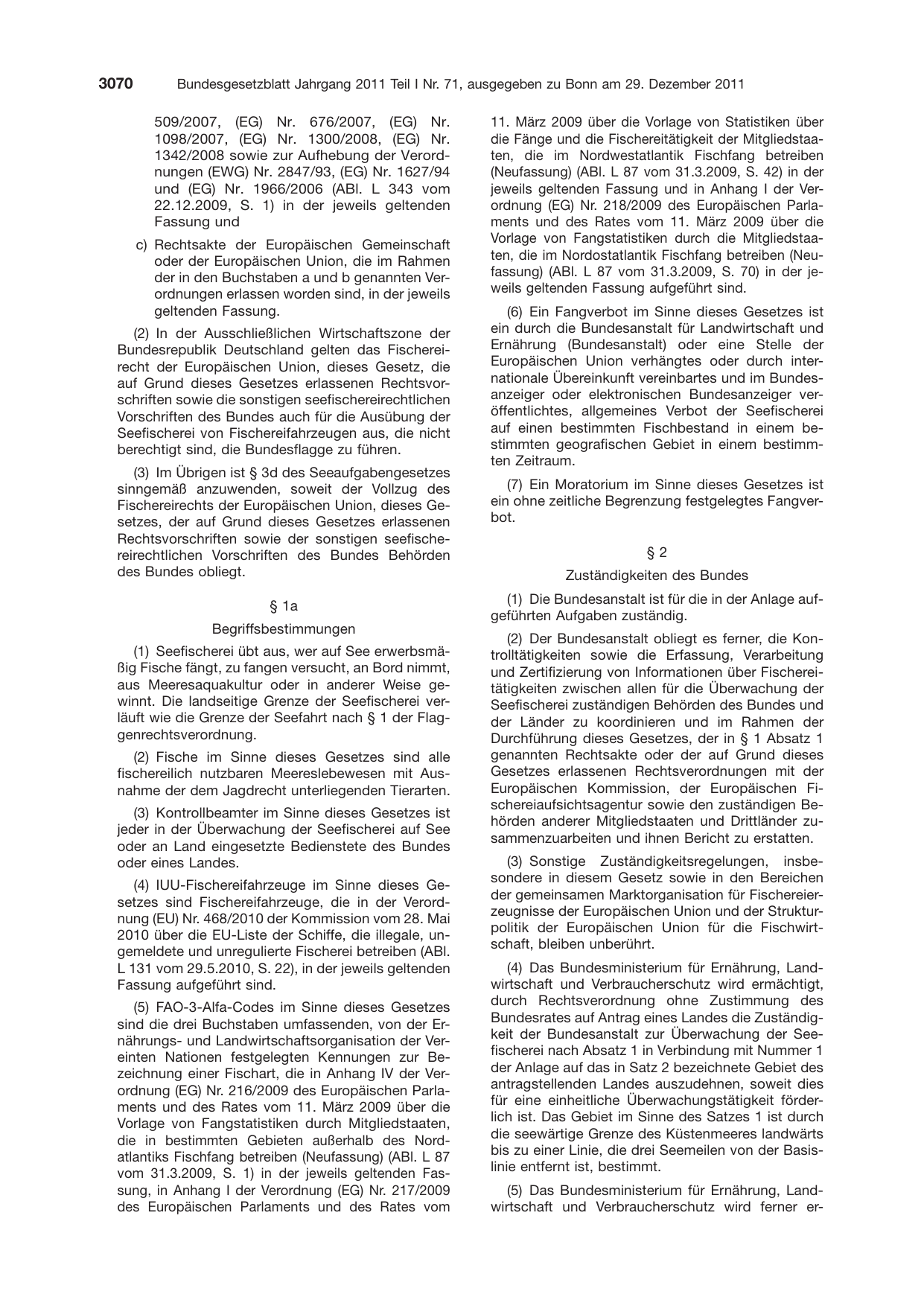 BGBl. 2011, Seite 3070 — Originalseite als Abbildung