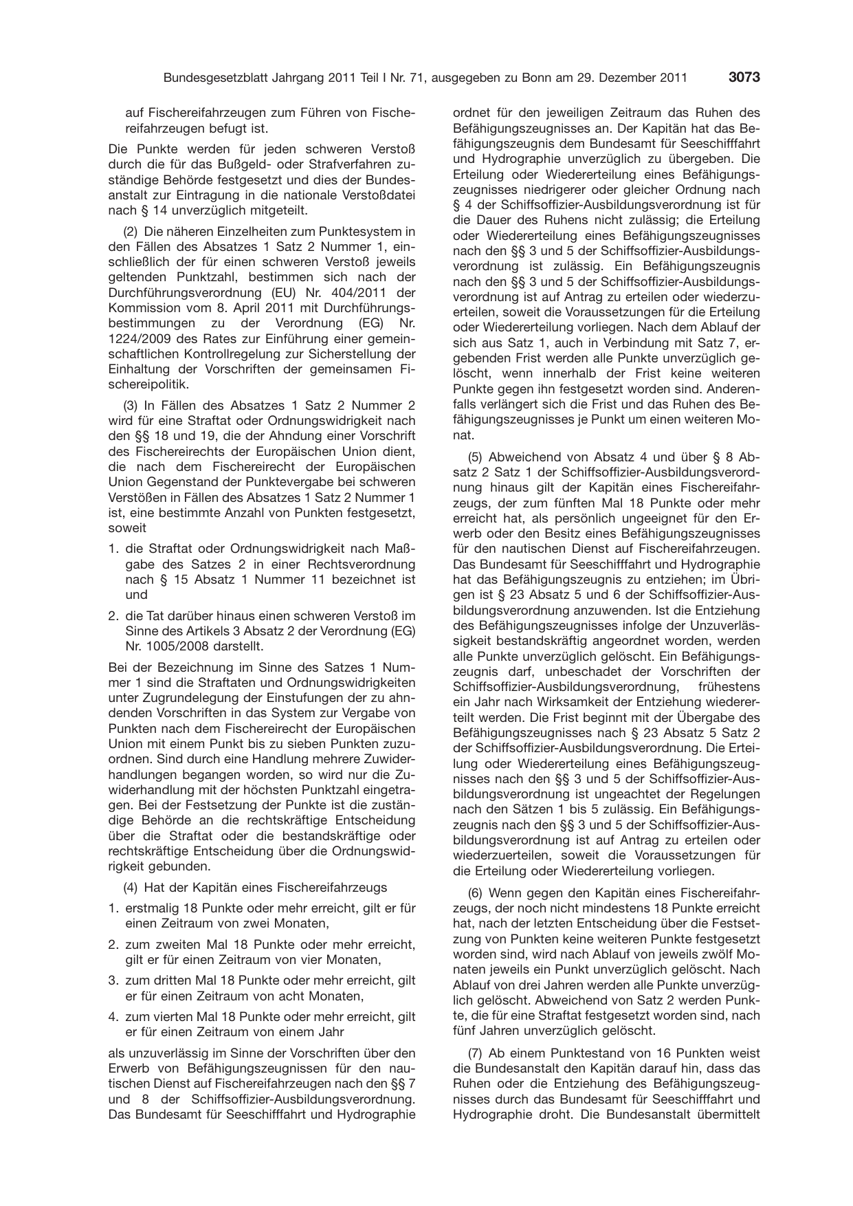 BGBl. 2011, Seite 3073 — Originalseite als Abbildung