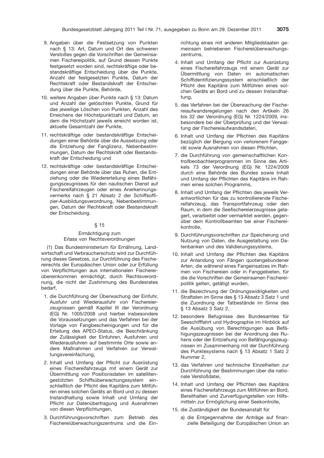 BGBl. 2011, Seite 3075 — Originalseite als Abbildung