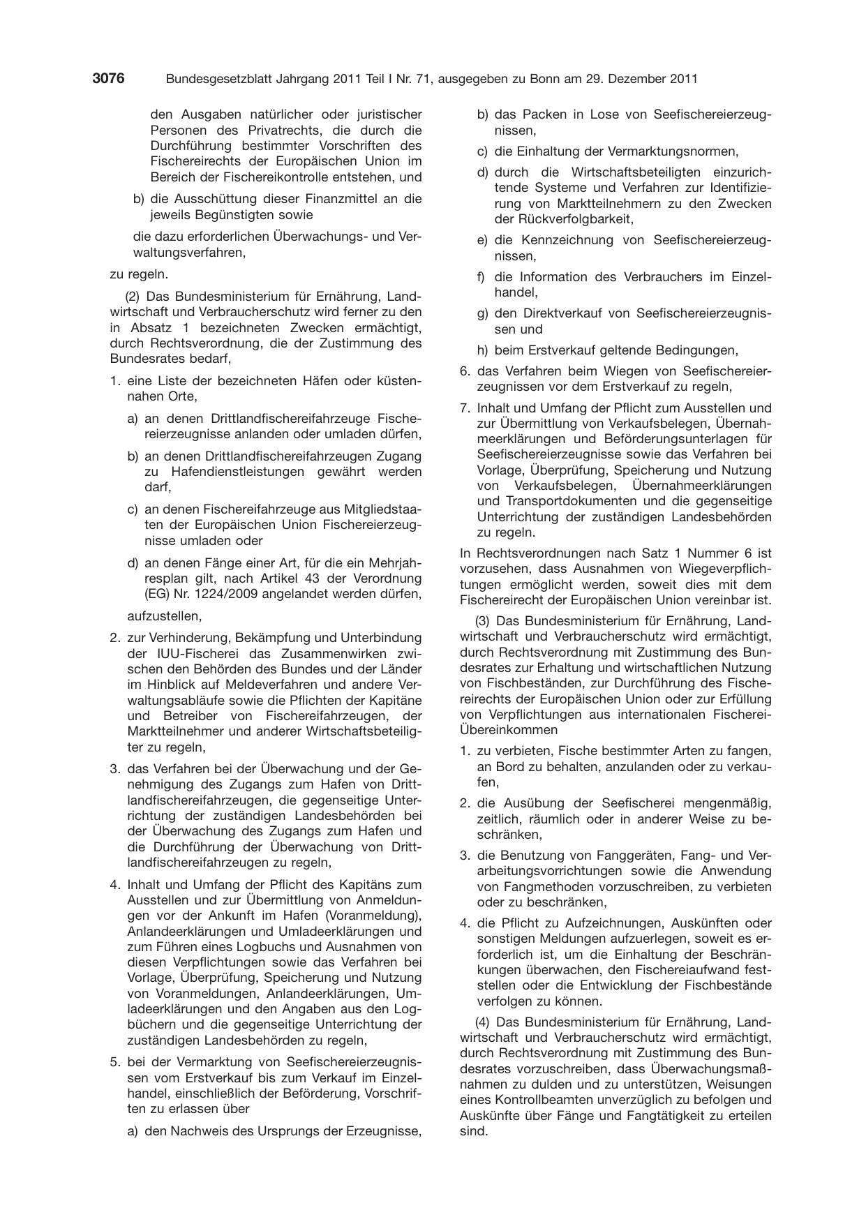 BGBl. 2011, Seite 3076 — Originalseite als Abbildung