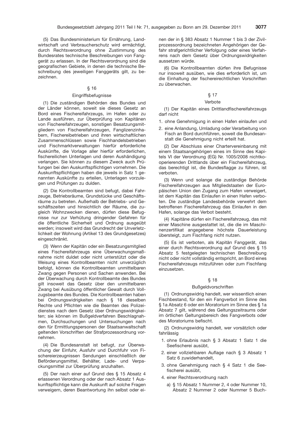BGBl. 2011, Seite 3077 — Originalseite als Abbildung