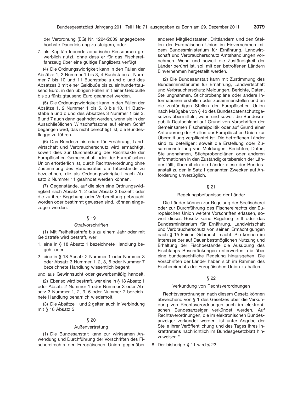 BGBl. 2011, Seite 3079 — Originalseite als Abbildung