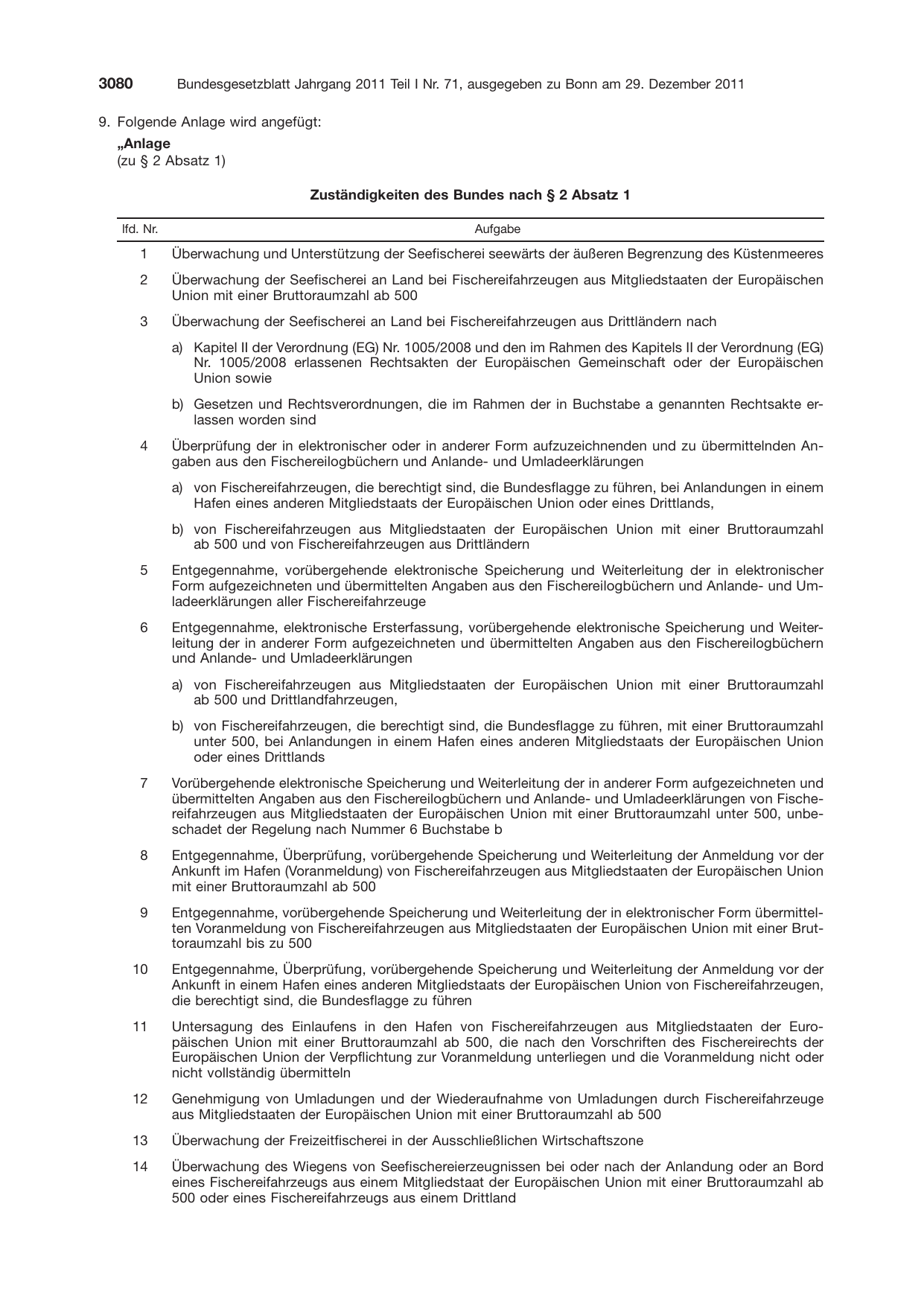 BGBl. 2011, Seite 3080 — Originalseite als Abbildung