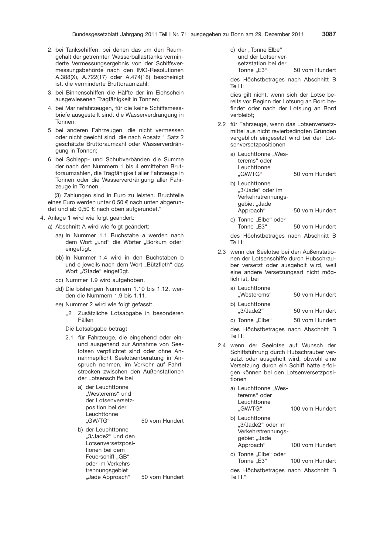 BGBl. 2011, Seite 3087 — Originalseite als Abbildung