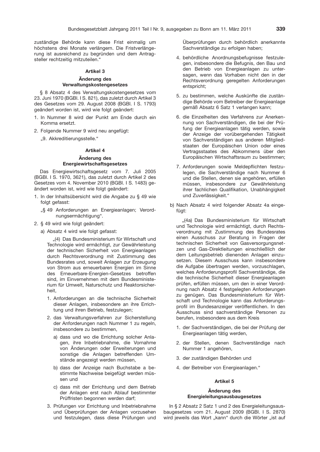 BGBl. 2011, Seite 339 — Originalseite als Abbildung
