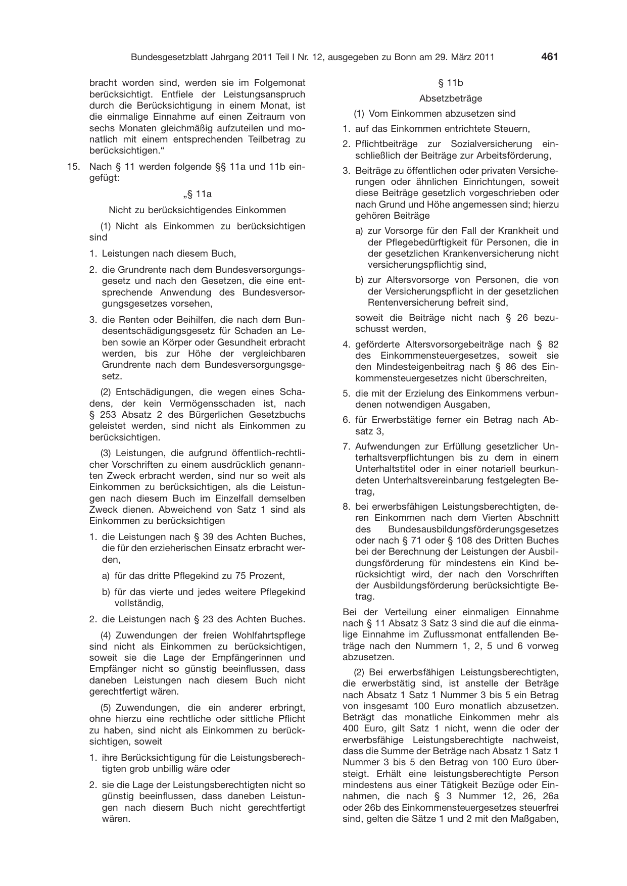 BGBl. 2011, Seite 461 — Originalseite als Abbildung