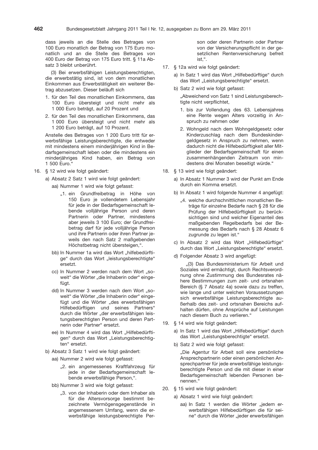 BGBl. 2011, Seite 462 — Originalseite als Abbildung
