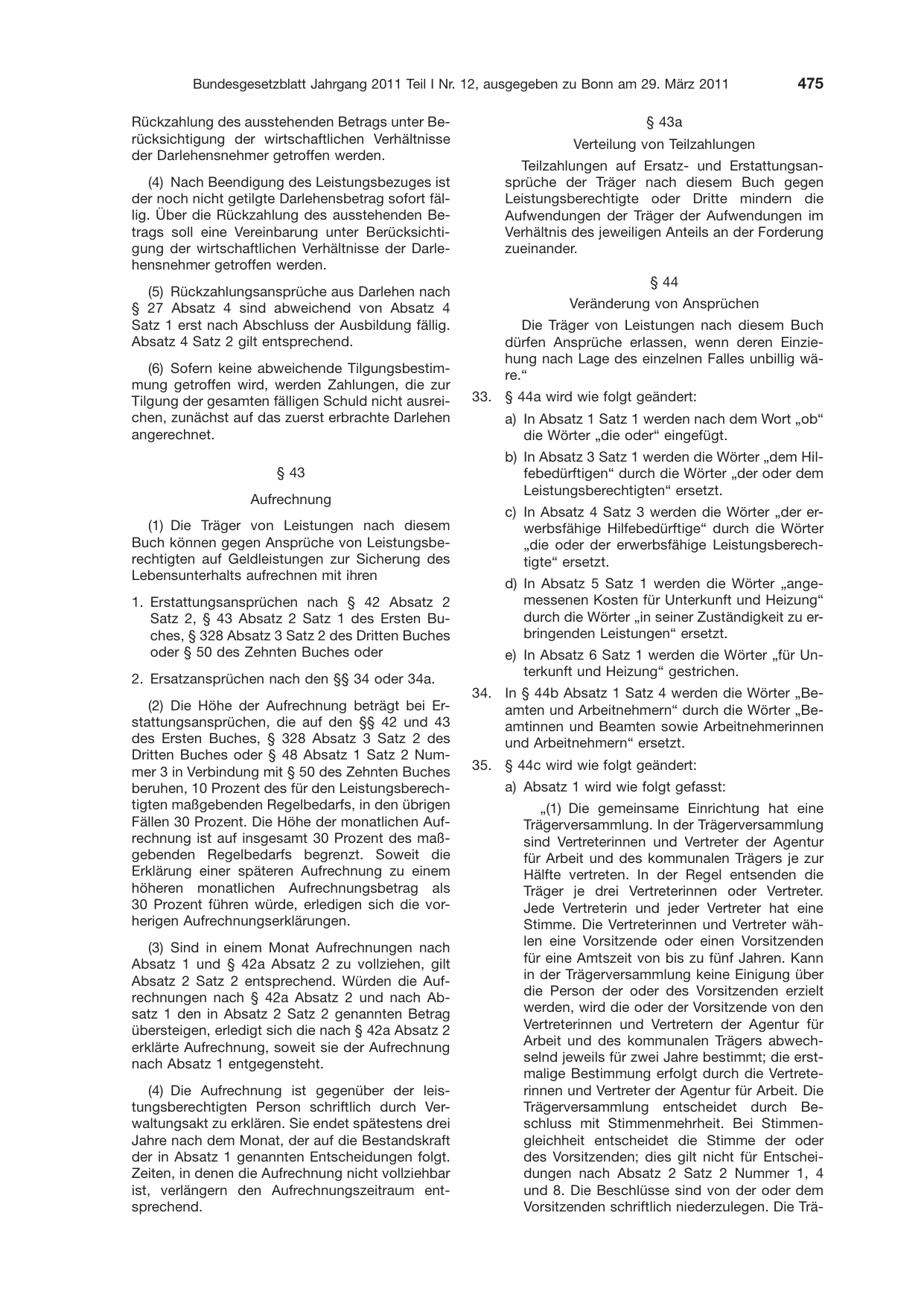 BGBl. 2011, Seite 475 — Originalseite als Abbildung