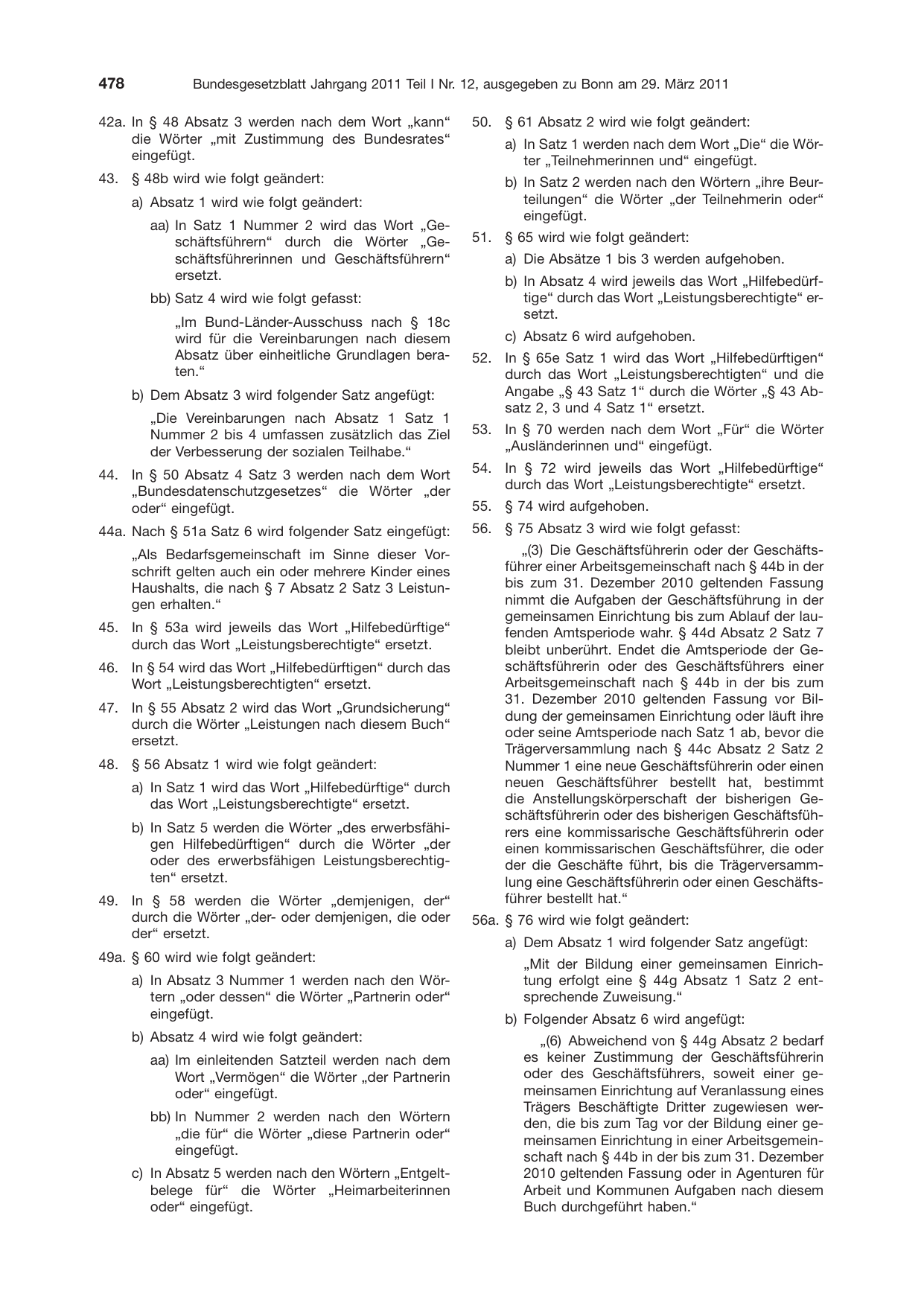 BGBl. 2011, Seite 478 — Originalseite als Abbildung