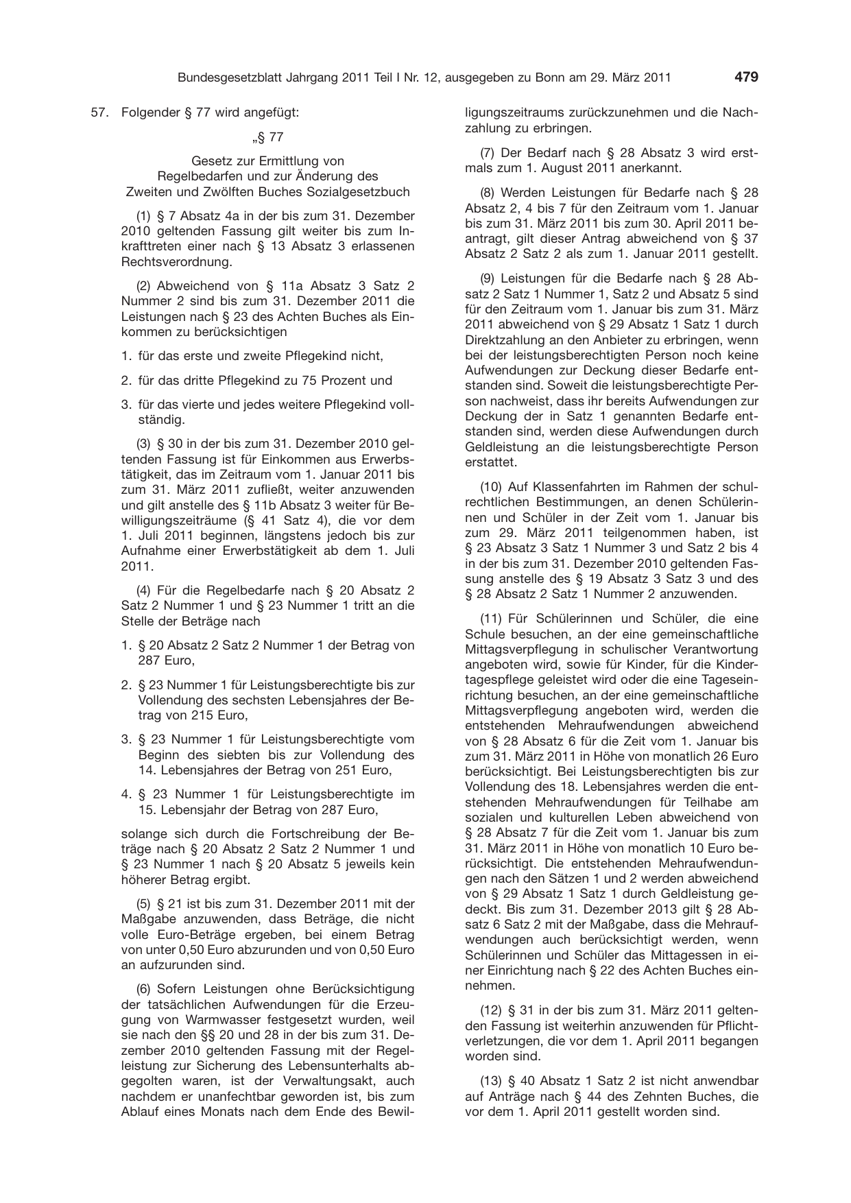 BGBl. 2011, Seite 479 — Originalseite als Abbildung