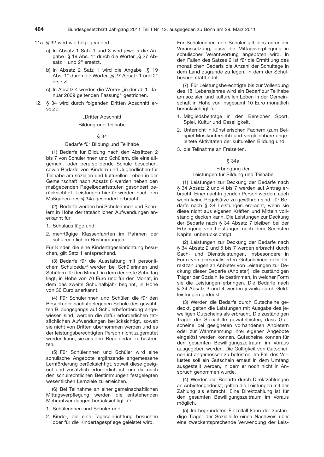 BGBl. 2011, Seite 484 — Originalseite als Abbildung