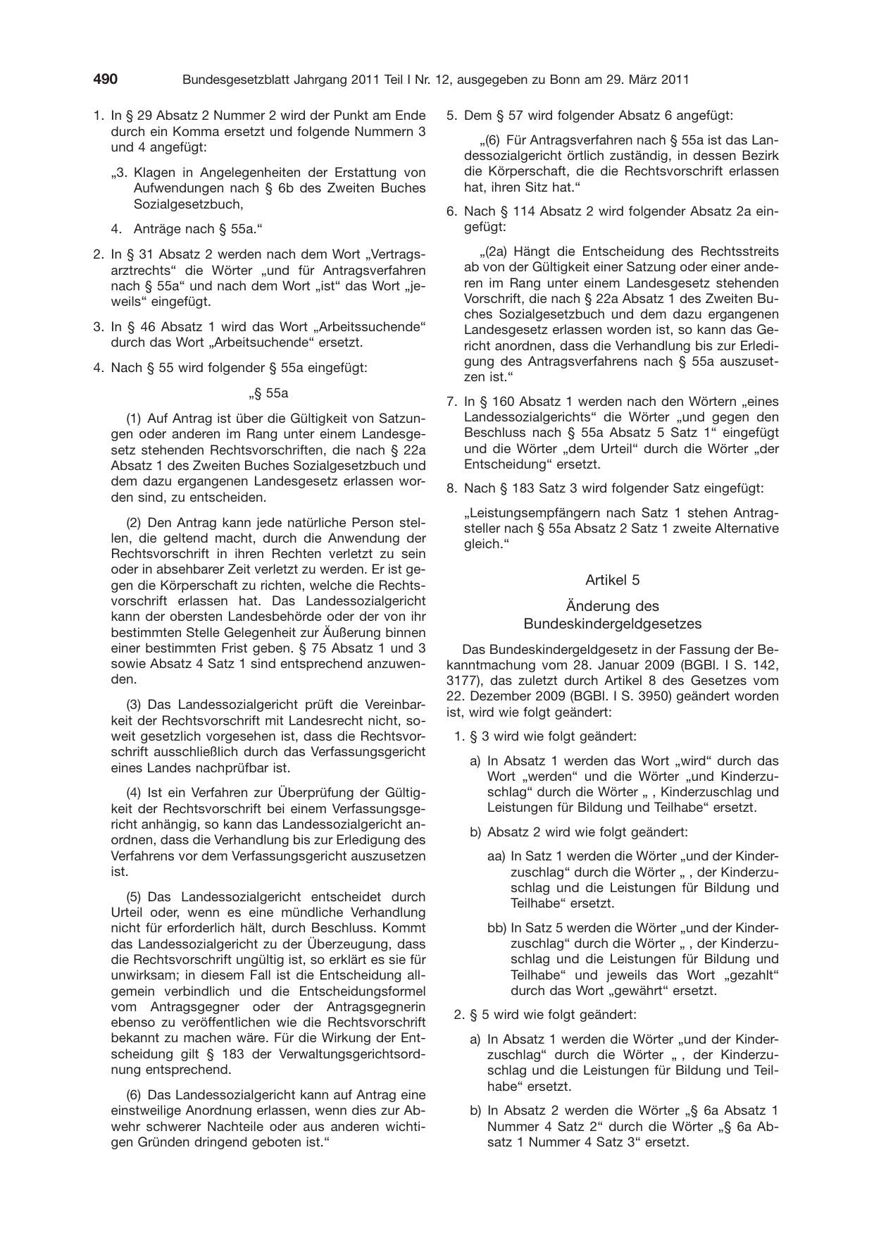 BGBl. 2011, Seite 490 — Originalseite als Abbildung