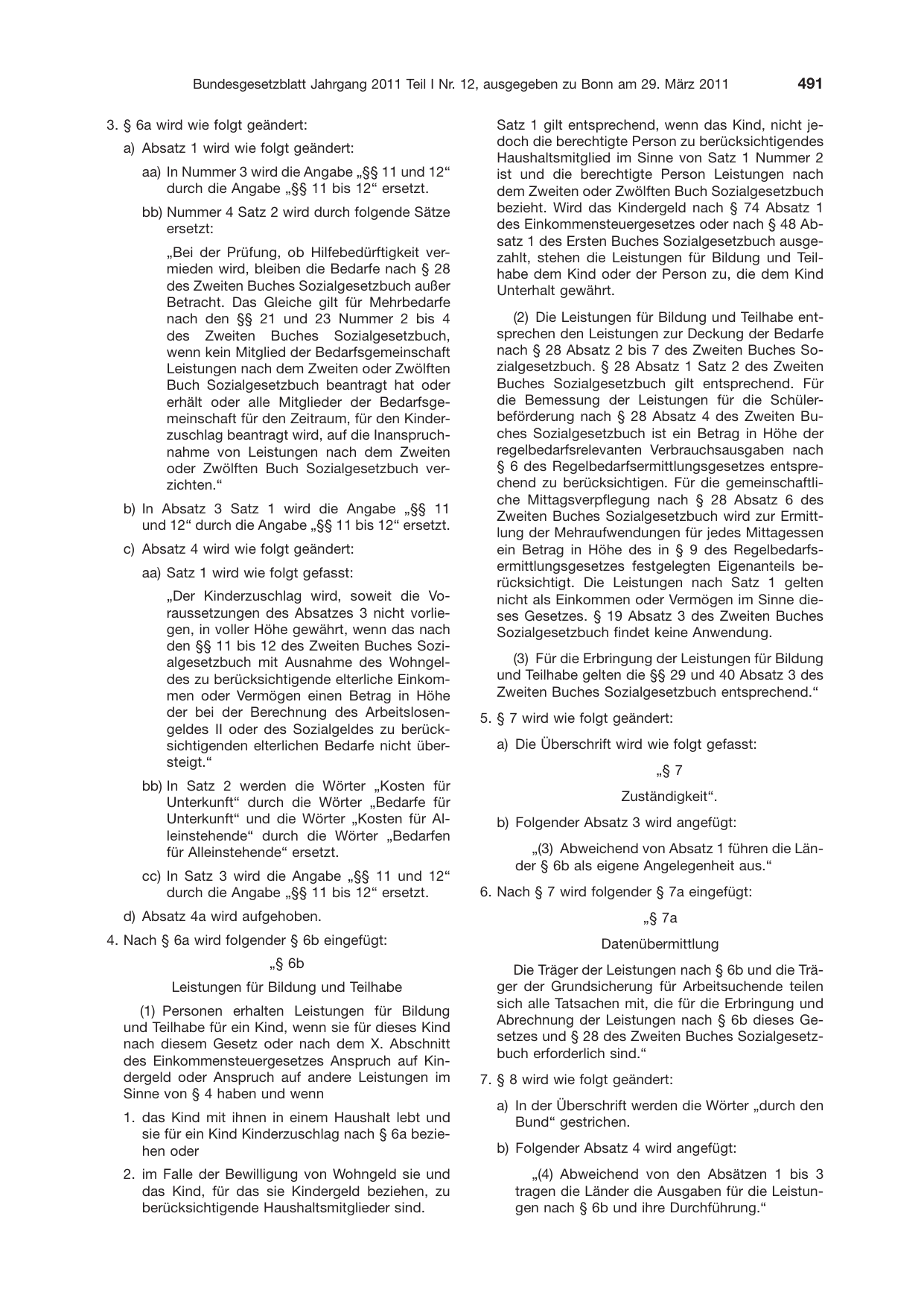 BGBl. 2011, Seite 491 — Originalseite als Abbildung