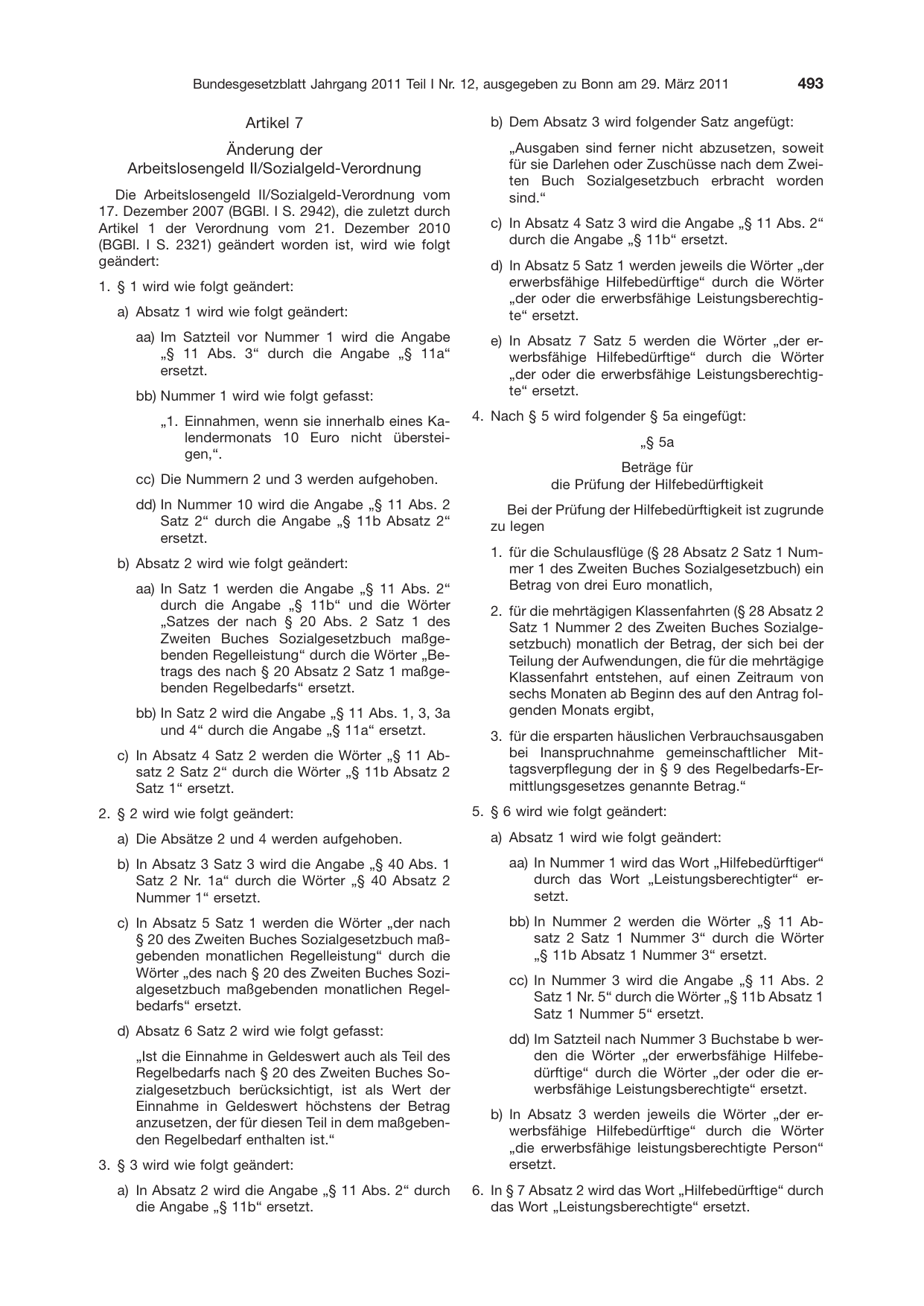 BGBl. 2011, Seite 493 — Originalseite als Abbildung