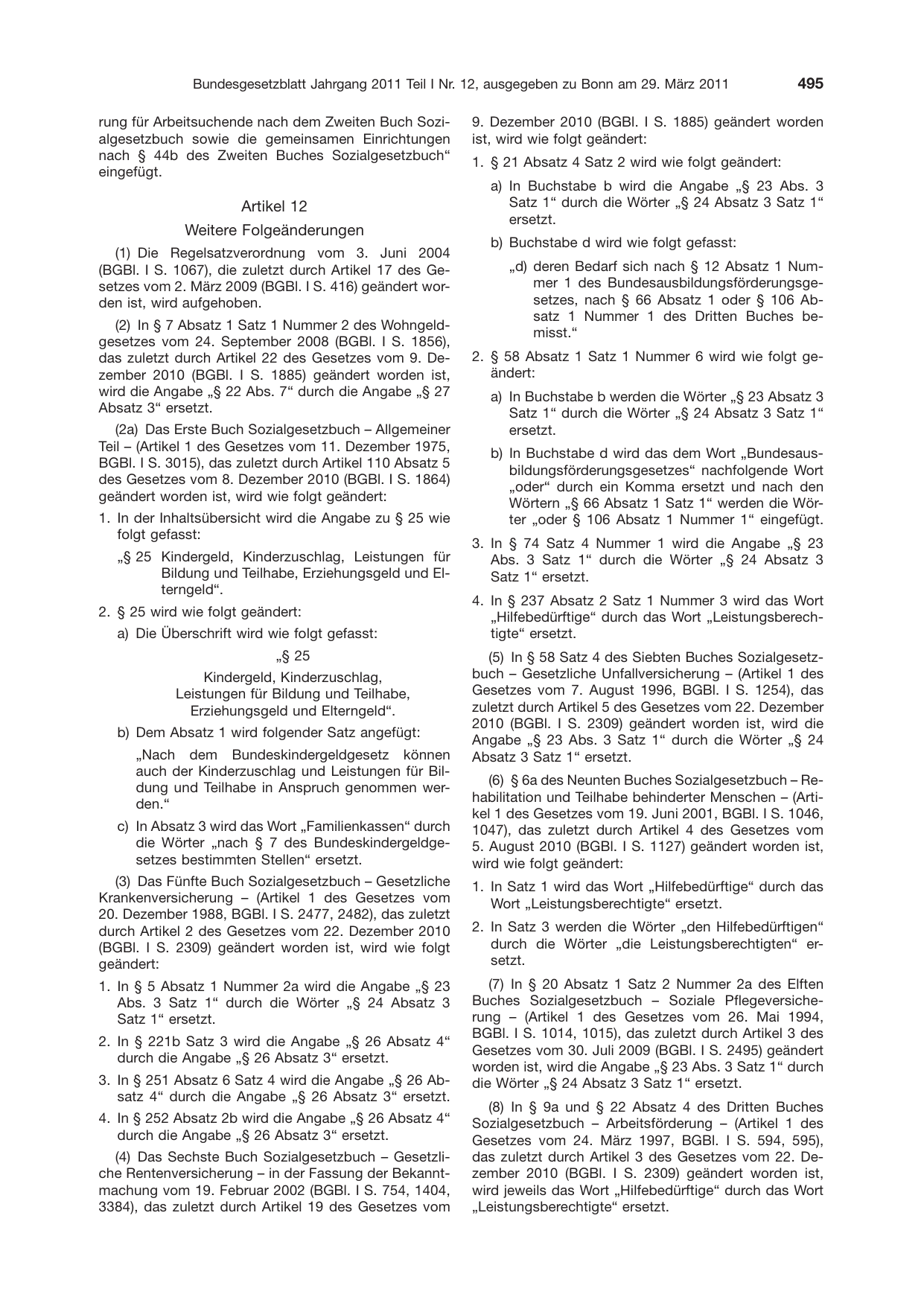 BGBl. 2011, Seite 495 — Originalseite als Abbildung