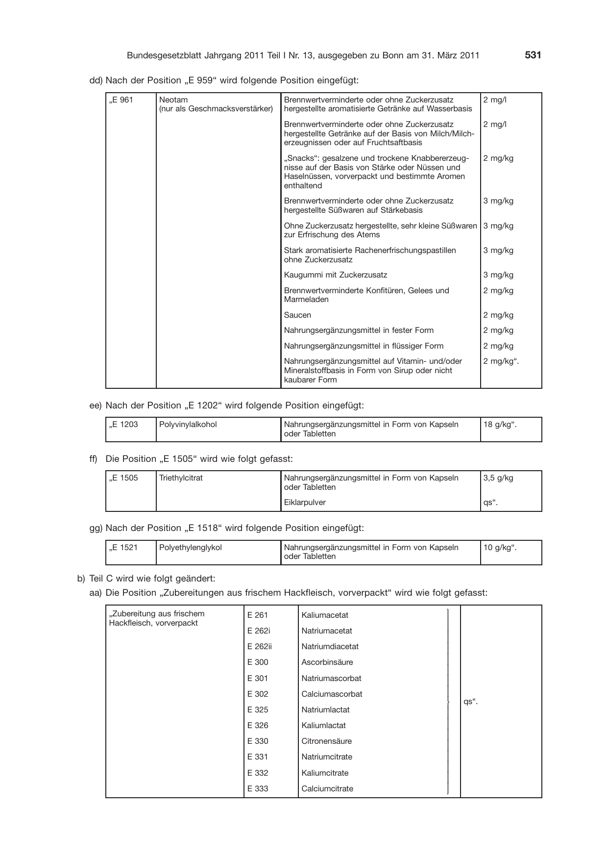 BGBl. 2011, Seite 531 — Originalseite als Abbildung