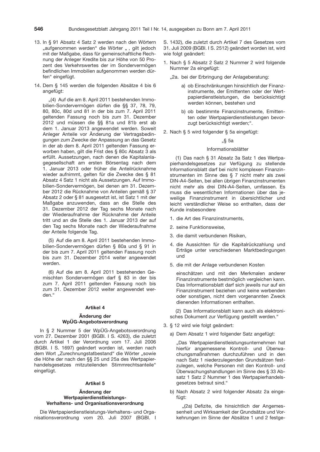BGBl. 2011, Seite 546 — Originalseite als Abbildung