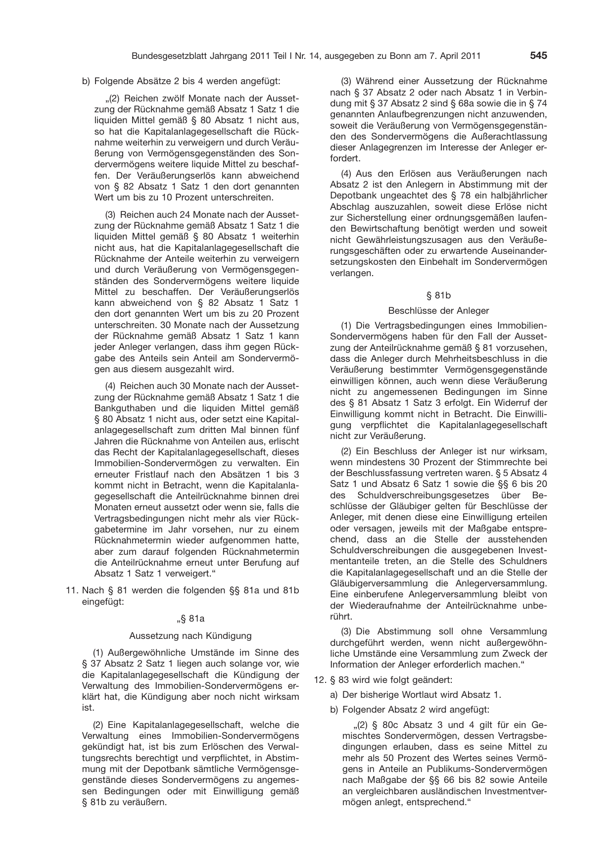 BGBl. 2011, Seite 545 — Originalseite als Abbildung
