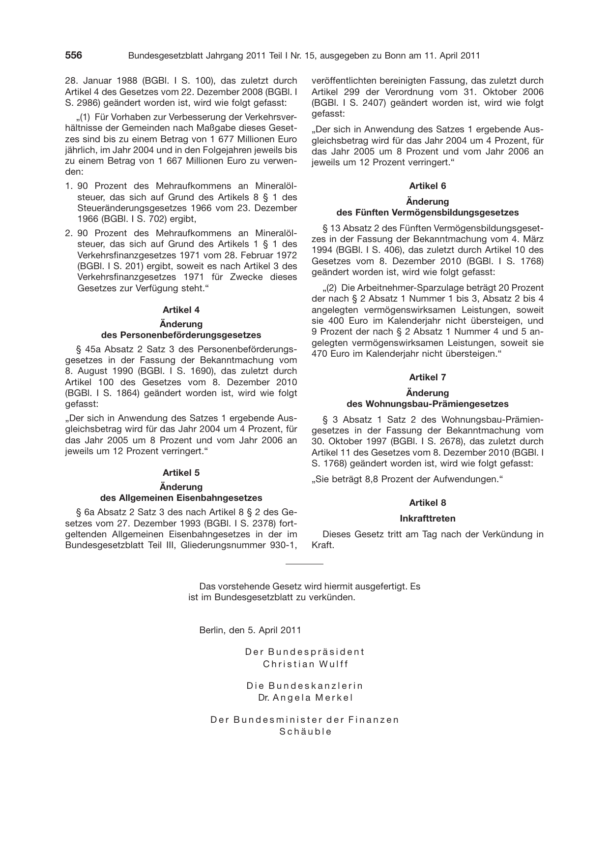 BGBl. 2011, Seite 556 — Originalseite als Abbildung