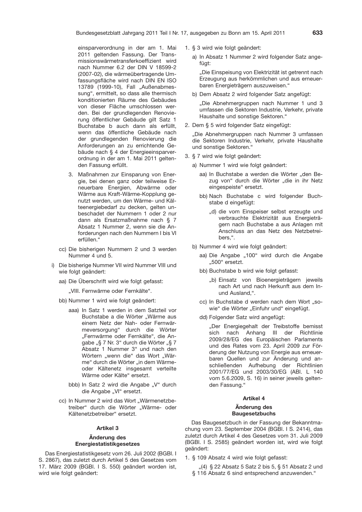 BGBl. 2011, Seite 633 — Originalseite als Abbildung