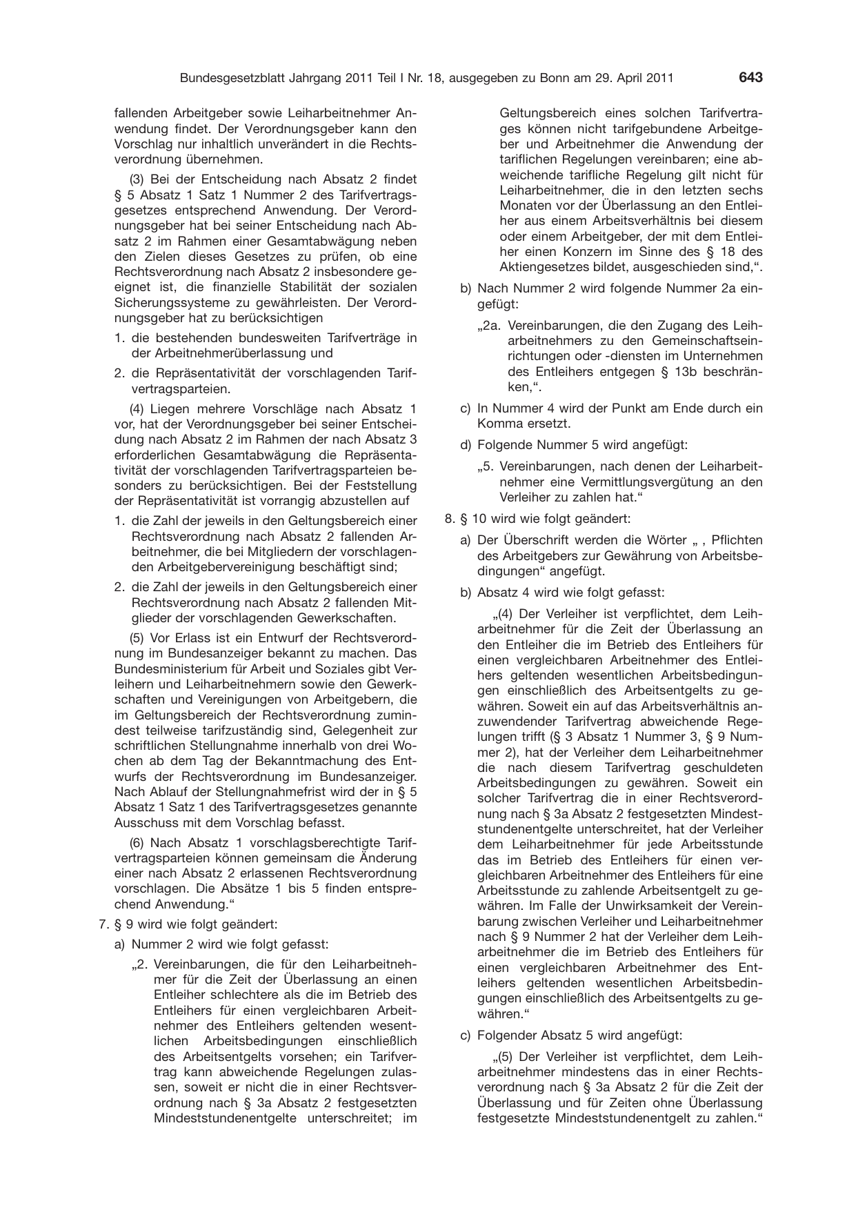 BGBl. 2011, Seite 643 — Originalseite als Abbildung