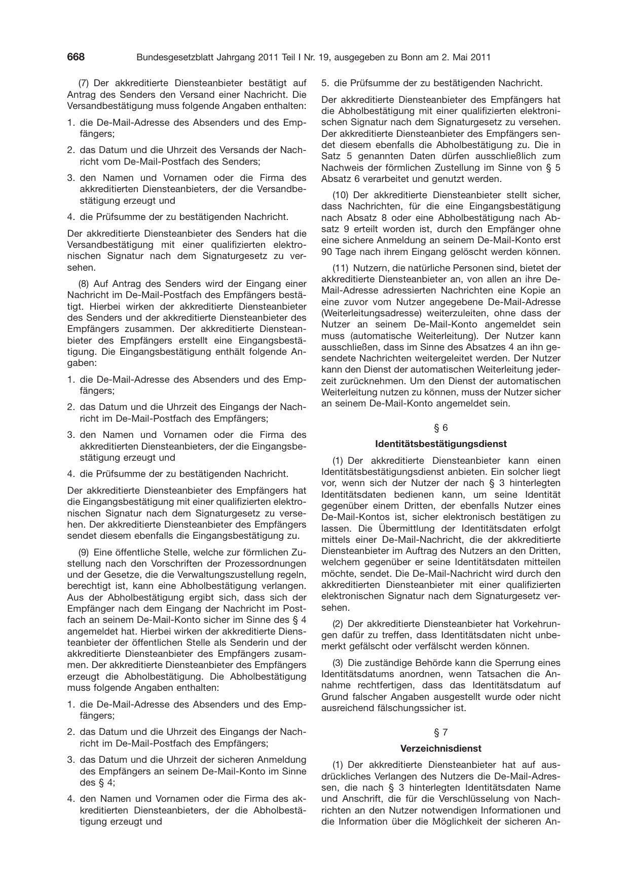 BGBl. 2011, Seite 668 — Originalseite als Abbildung