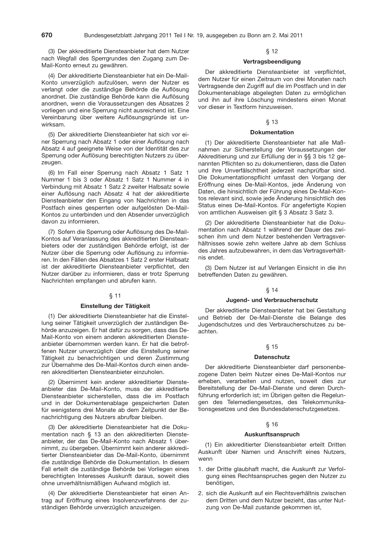 BGBl. 2011, Seite 670 — Originalseite als Abbildung