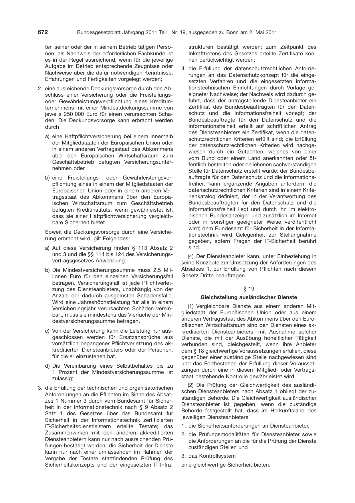 BGBl. 2011, Seite 672 — Originalseite als Abbildung