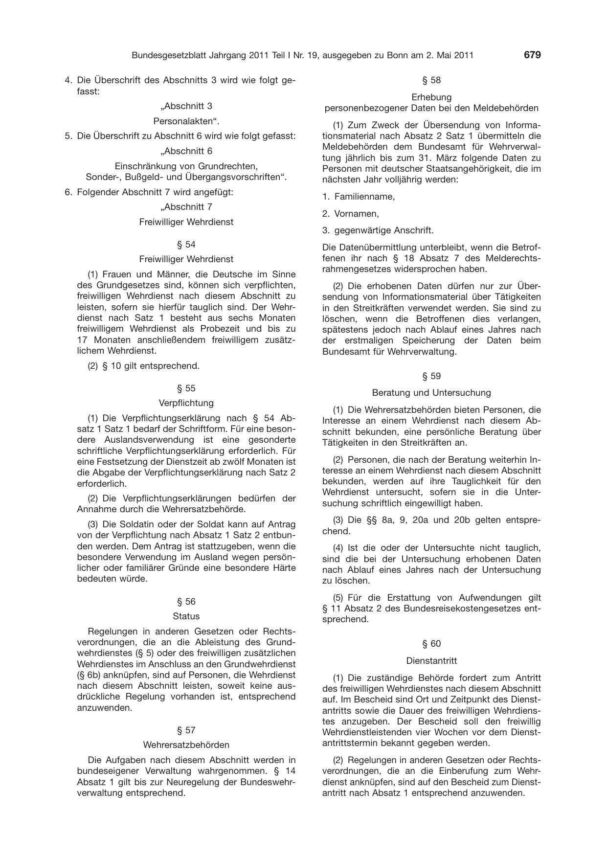 BGBl. 2011, Seite 679 — Originalseite als Abbildung
