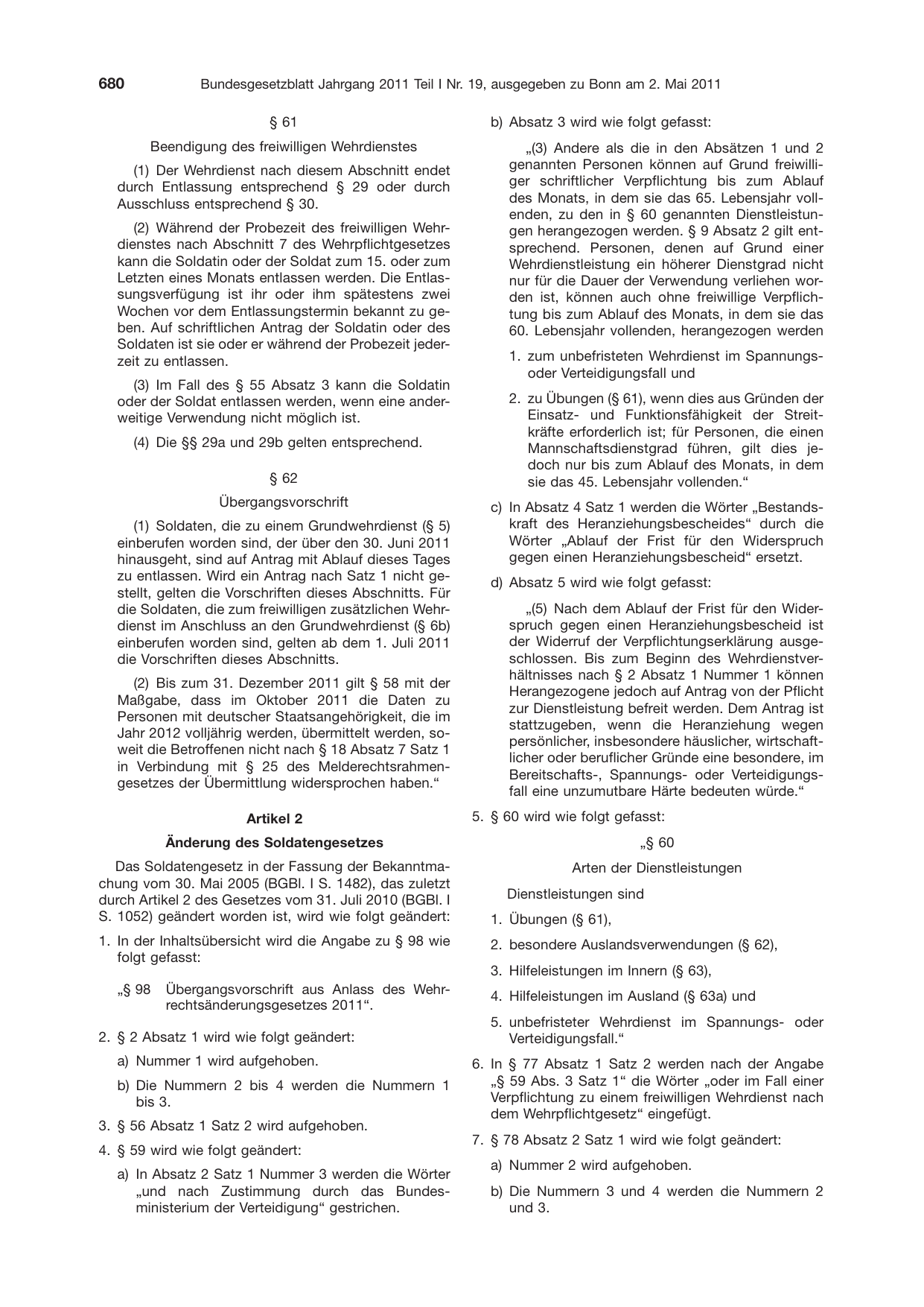 BGBl. 2011, Seite 680 — Originalseite als Abbildung