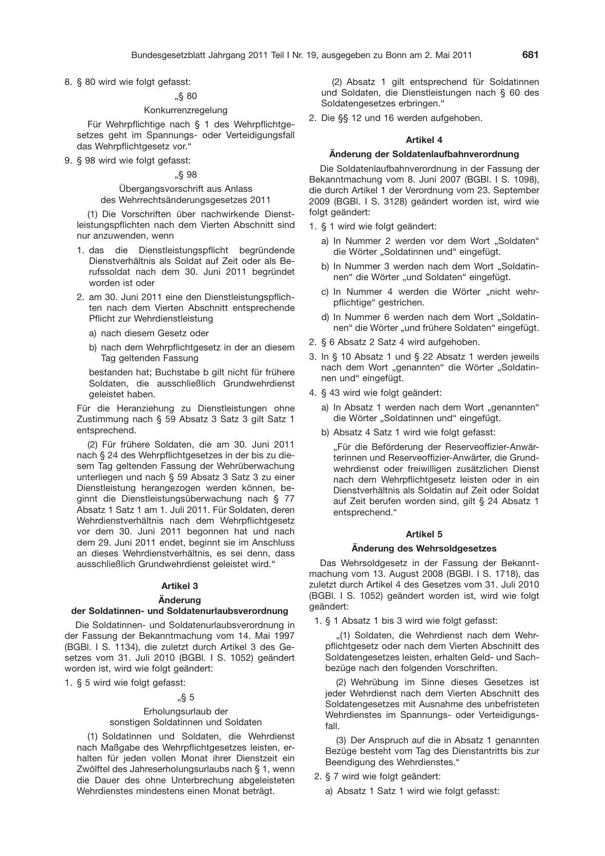 BGBl. 2011, Seite 681 — Originalseite als Abbildung