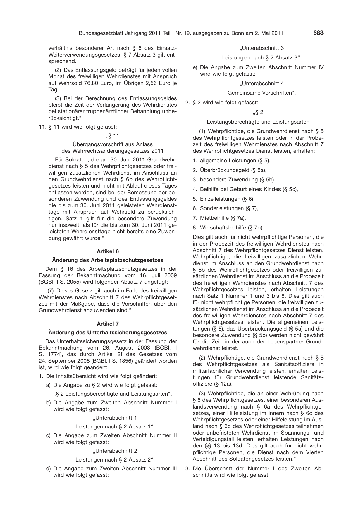 BGBl. 2011, Seite 683 — Originalseite als Abbildung