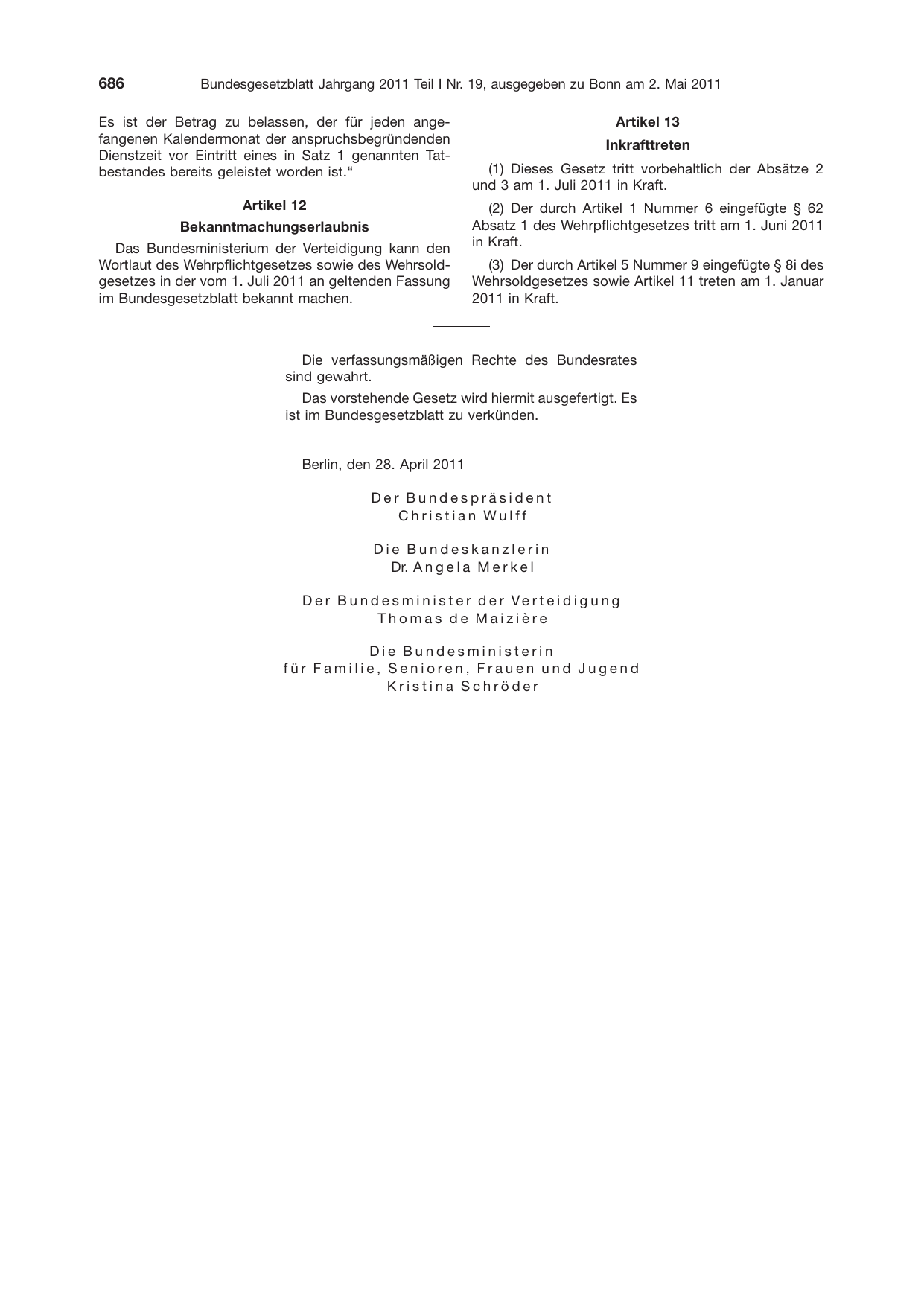 BGBl. 2011, Seite 686 — Originalseite als Abbildung